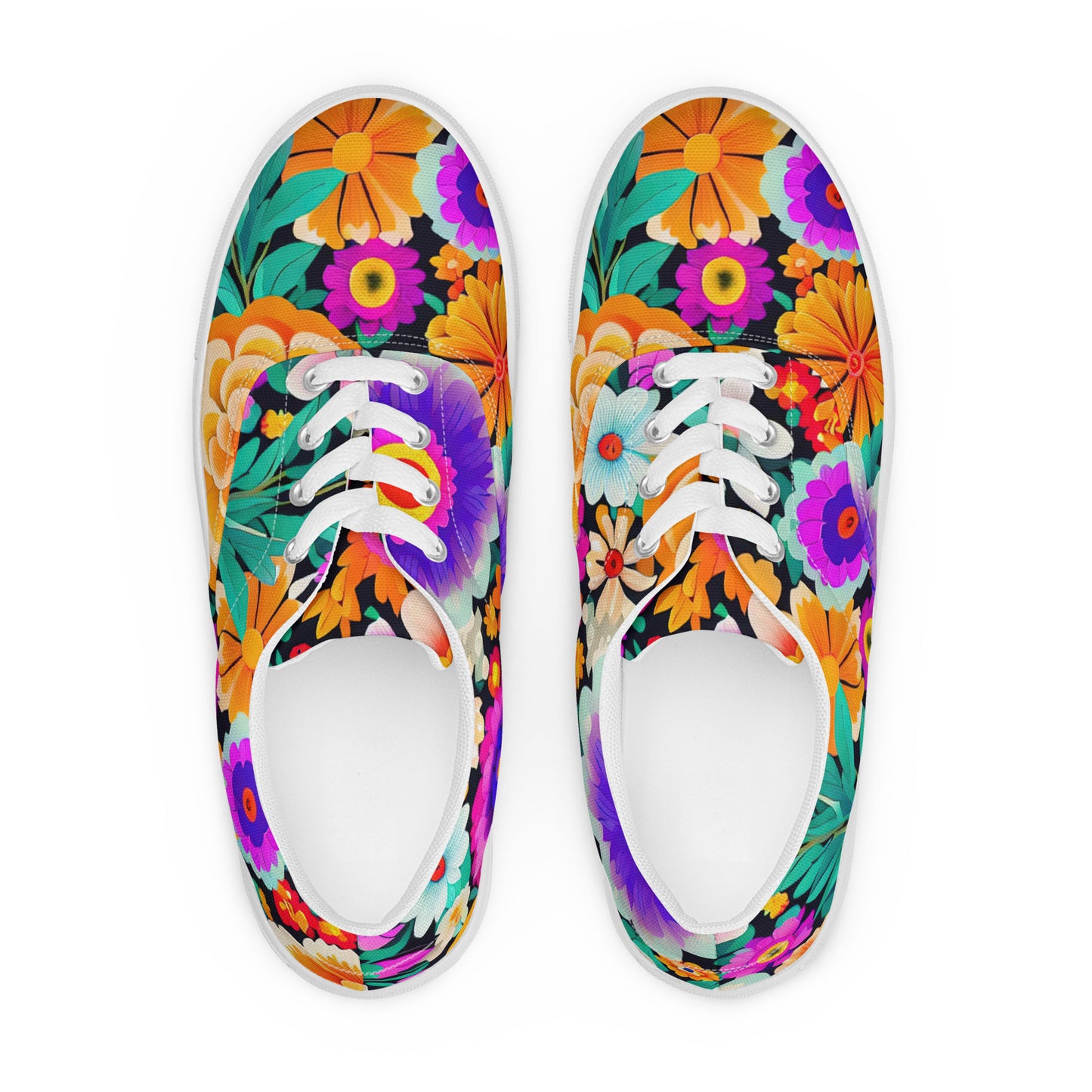 DMV 0552 Floral Women’s lace-up canvas shoes