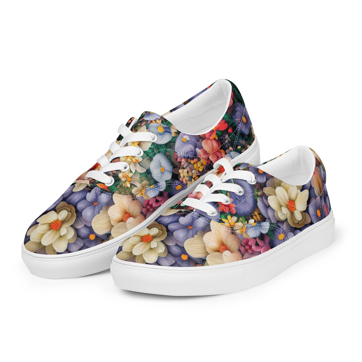 DMV 0114 Floral Women’s lace-up canvas shoes