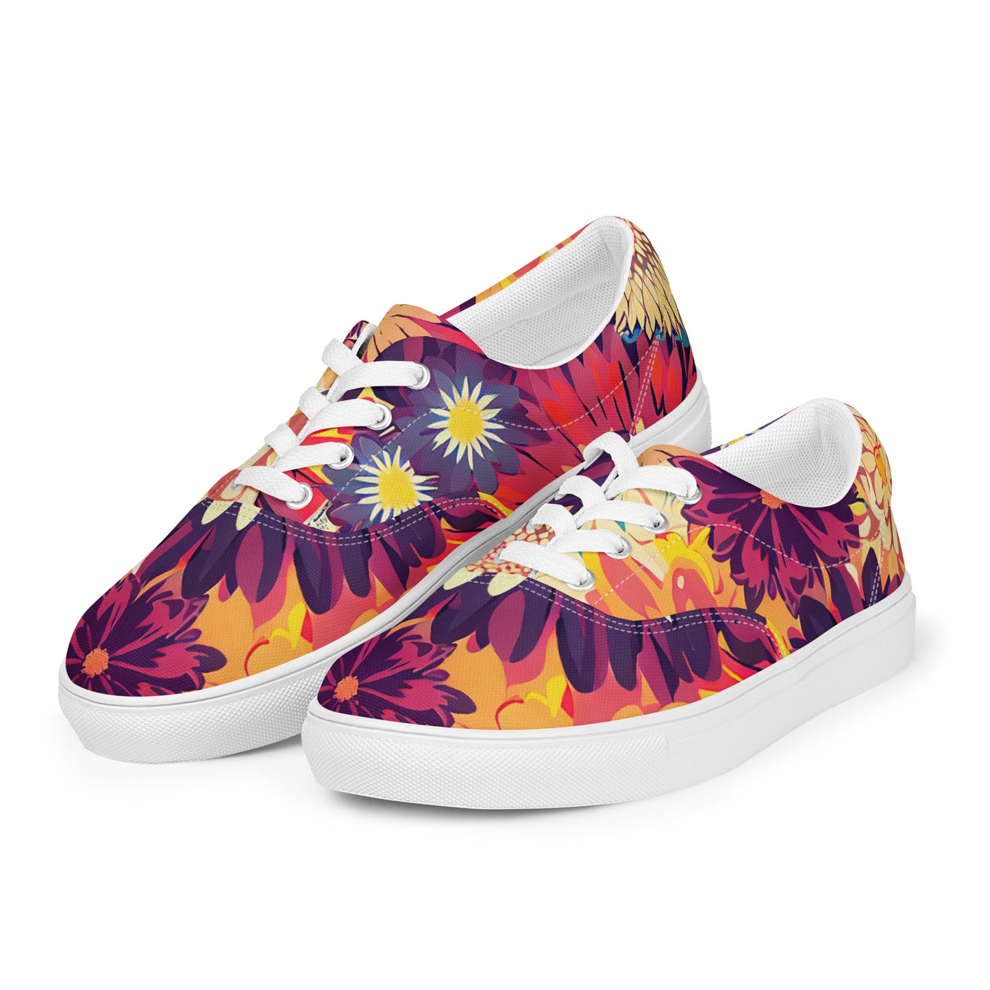 DMV 0097 Floral Women’s lace-up canvas shoes