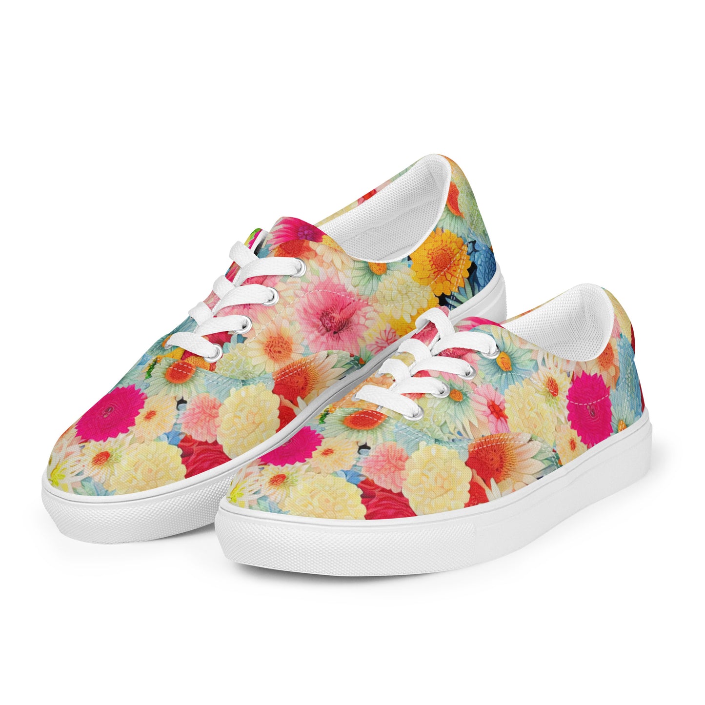 DMV 0106 Floral Women’s lace-up canvas shoes