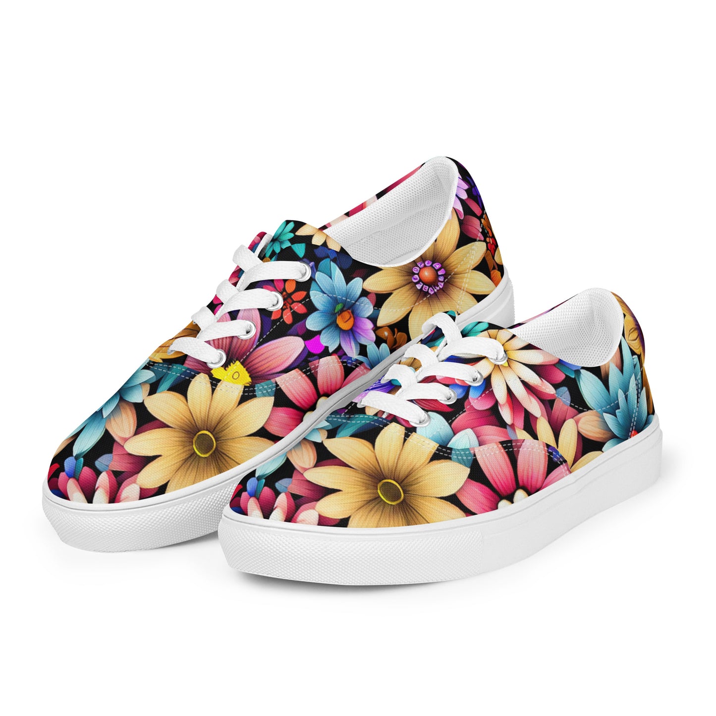 DMV 0265 Floral Women’s lace-up canvas shoes