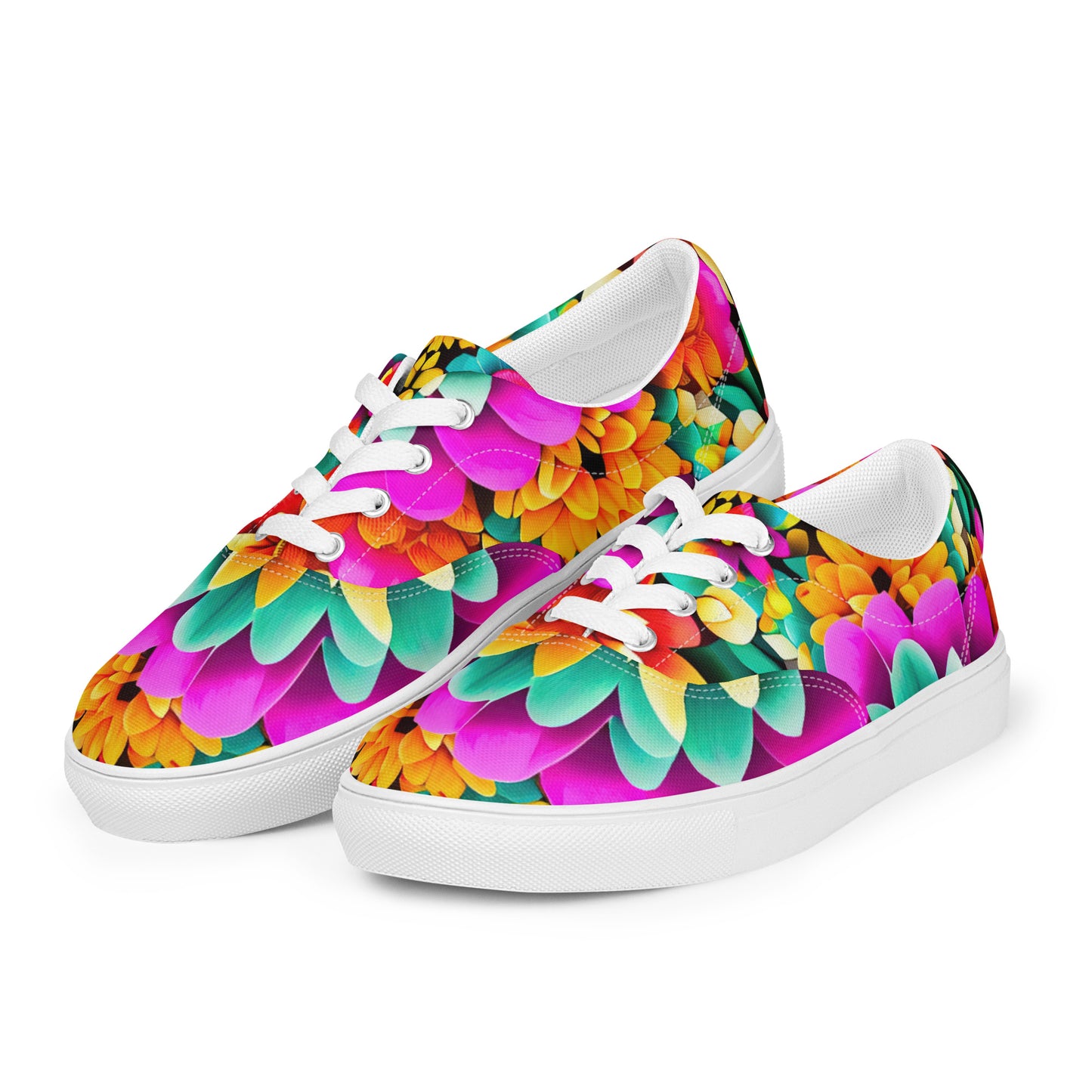 DMV 0250 Floral Women’s lace-up canvas shoes