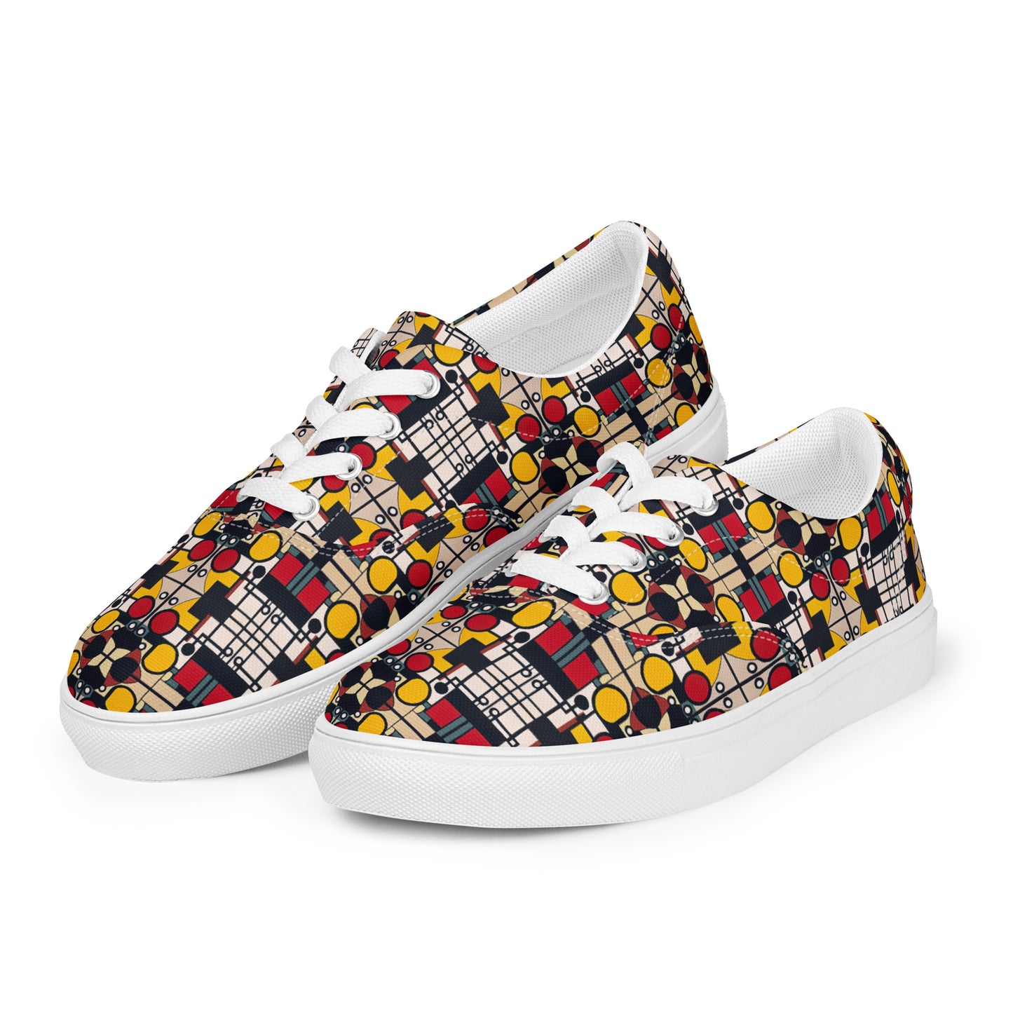 DMV 0142 Geo Boho Women’s lace-up canvas shoes