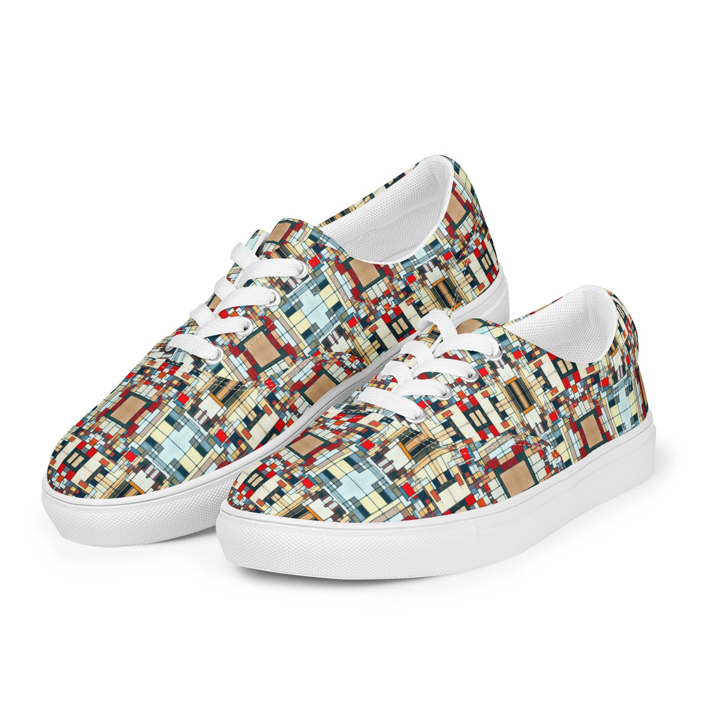 DMV 0184 Geo Boho Women’s lace-up canvas shoes