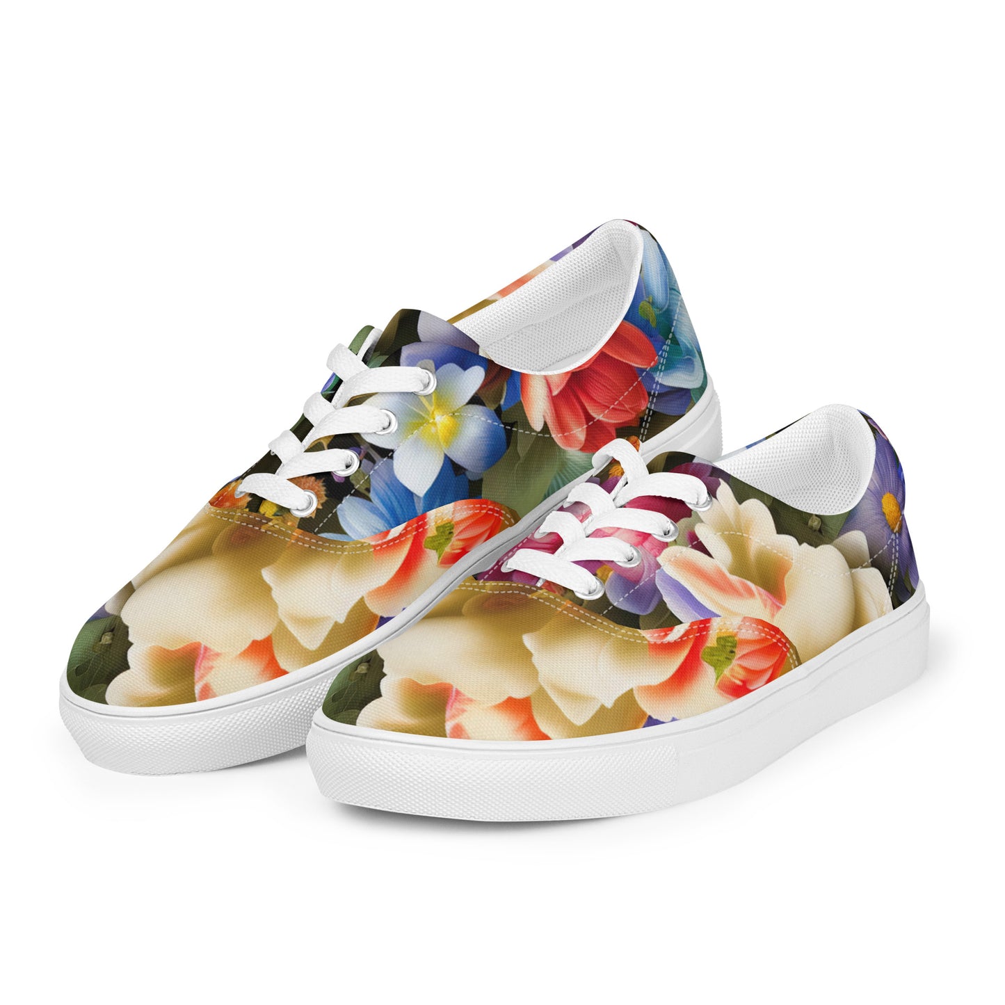 DMV 0268 Floral Women’s lace-up canvas shoes