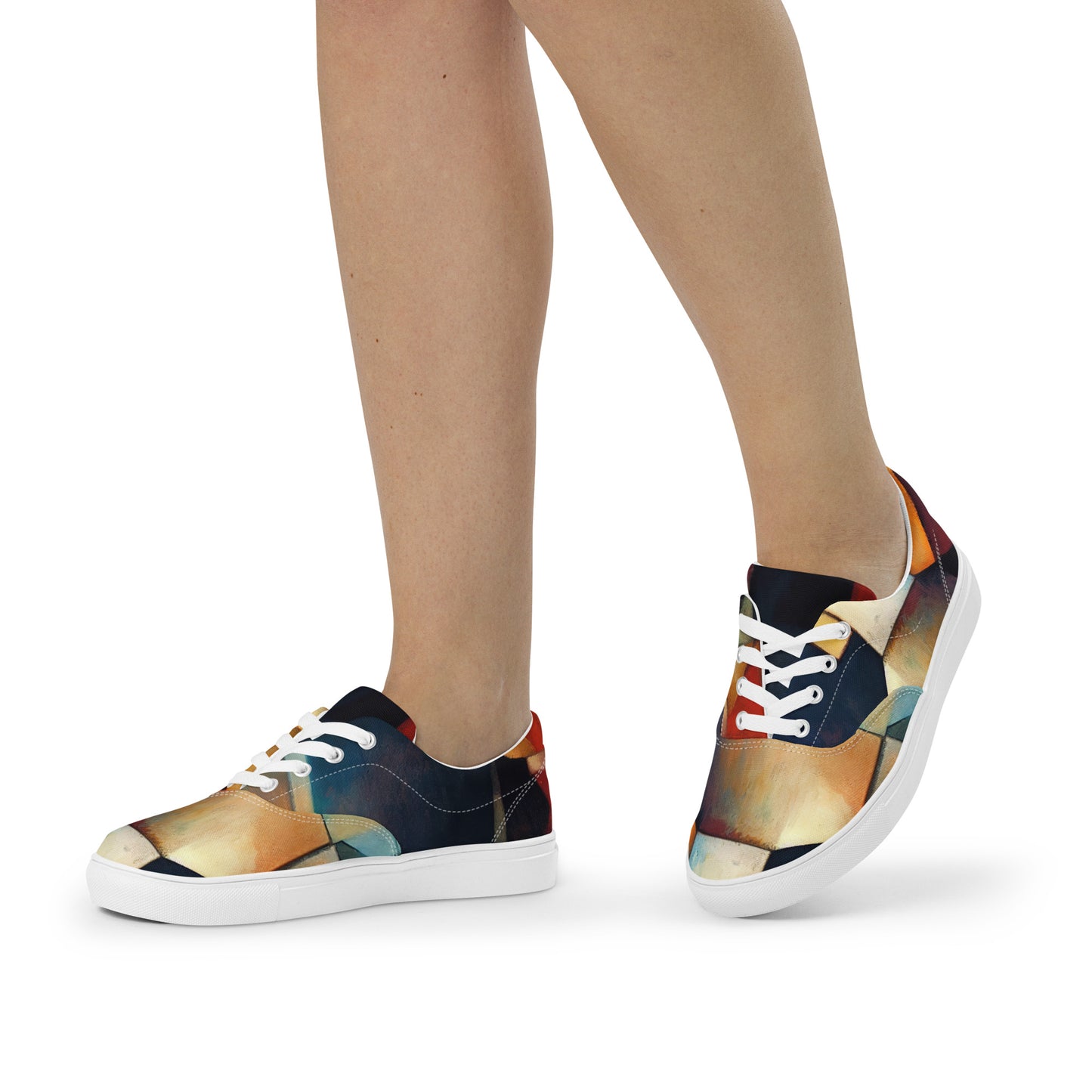 DMV 0053 Abstract Art Women’s lace-up canvas shoes