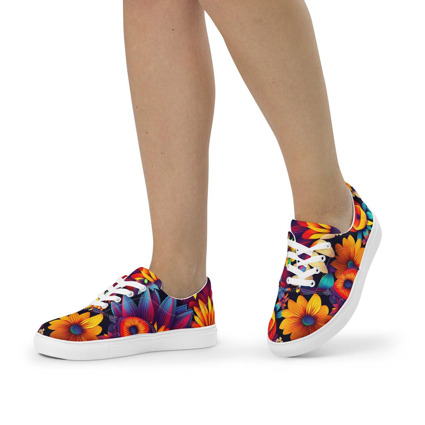 DMV 0080 Floral Women’s lace-up canvas shoes