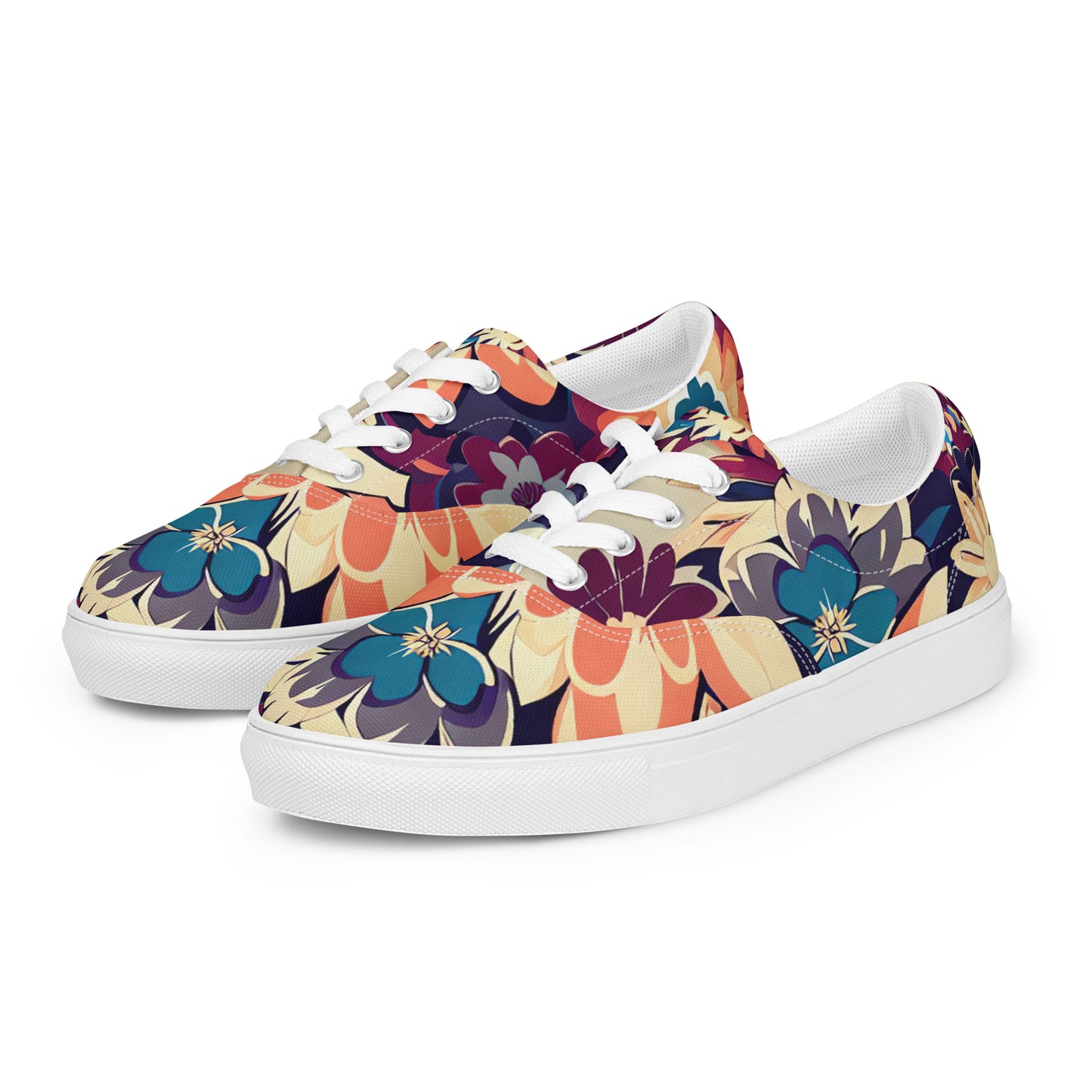 DMV 0253 Floral Women’s lace-up canvas shoes