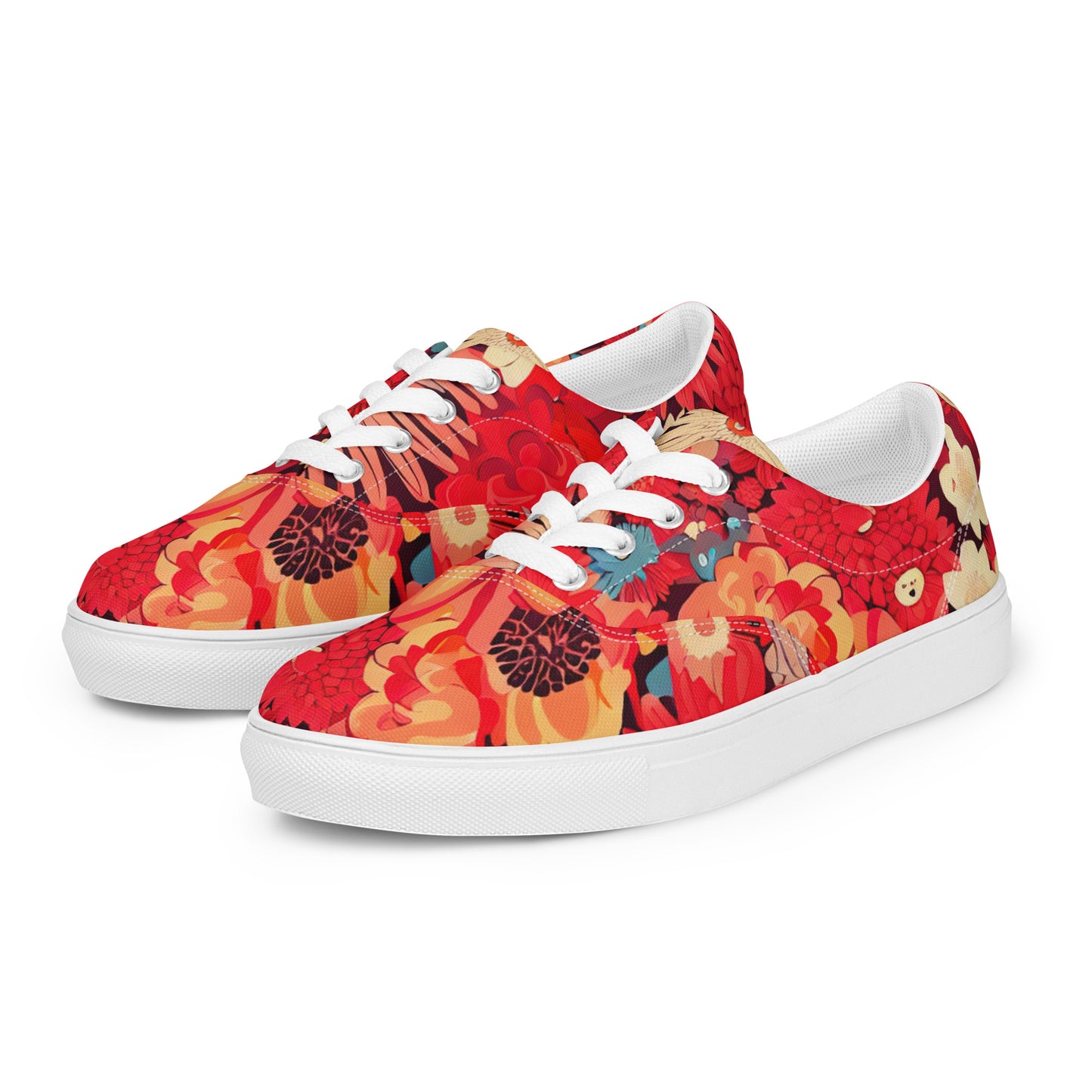 DMV 0105 Floral Women’s lace-up canvas shoes