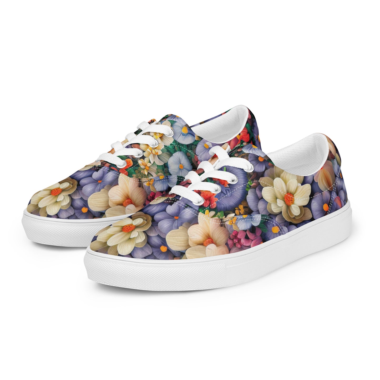 DMV 0114 Floral Women’s lace-up canvas shoes