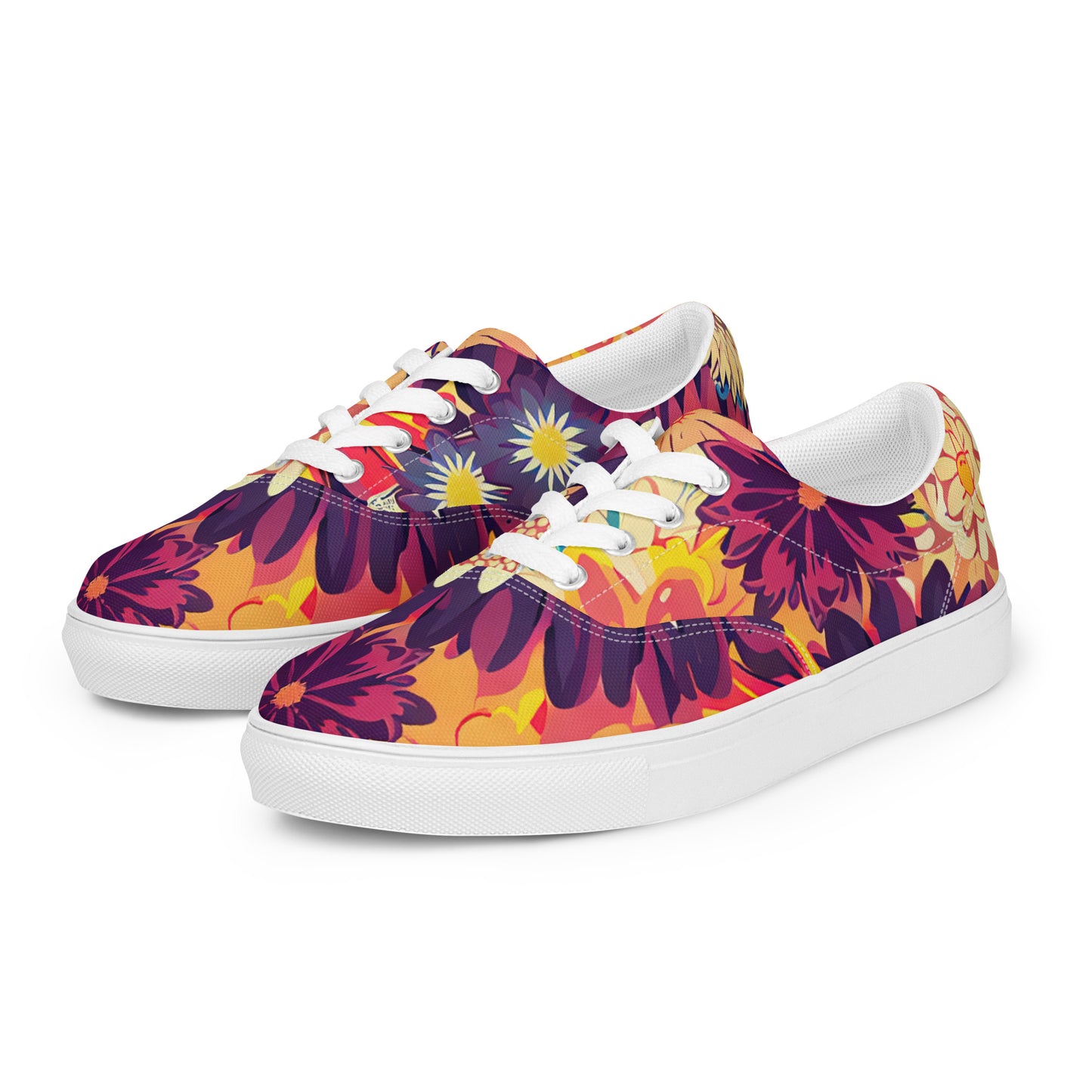 DMV 0097 Floral Women’s lace-up canvas shoes