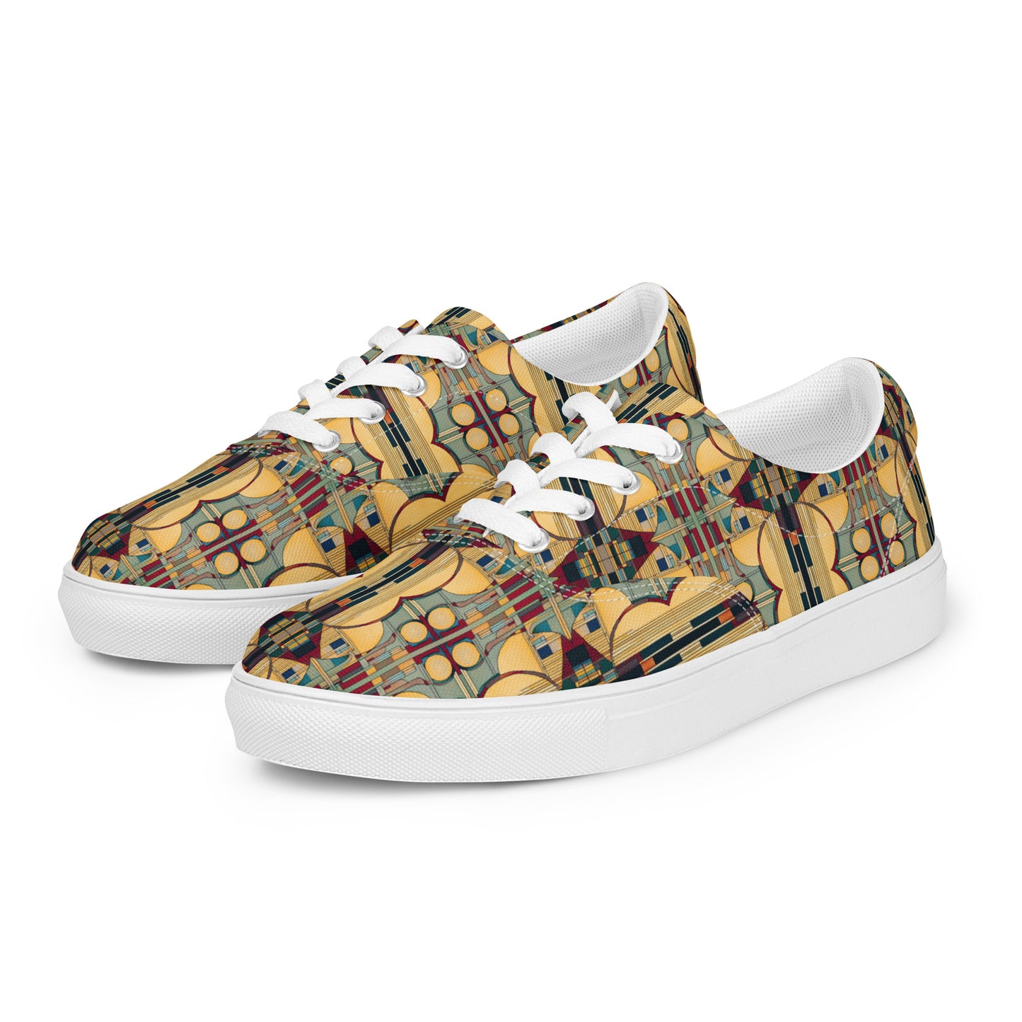 DMV 0224 Geo Boho Women’s lace-up canvas shoes