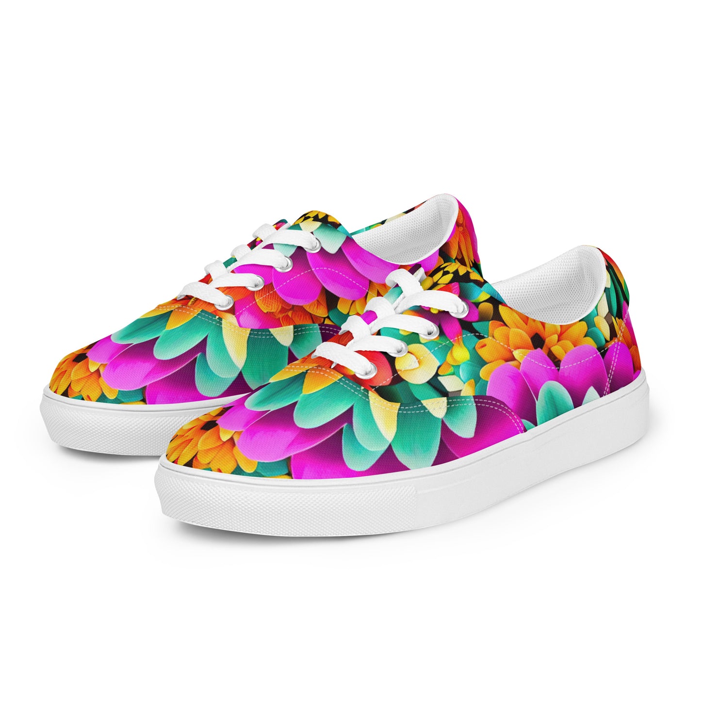 DMV 0250 Floral Women’s lace-up canvas shoes