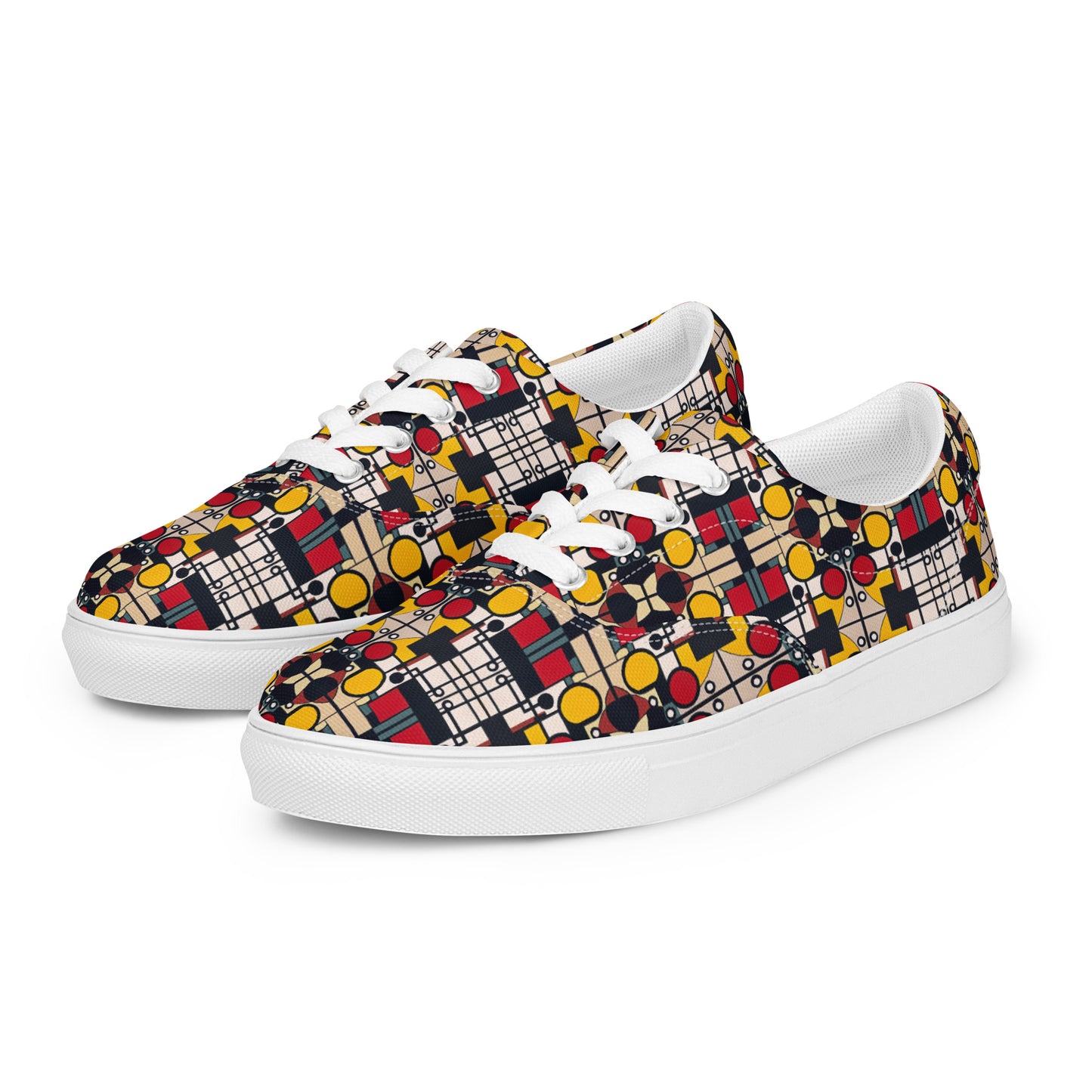 DMV 0142 Geo Boho Women’s lace-up canvas shoes