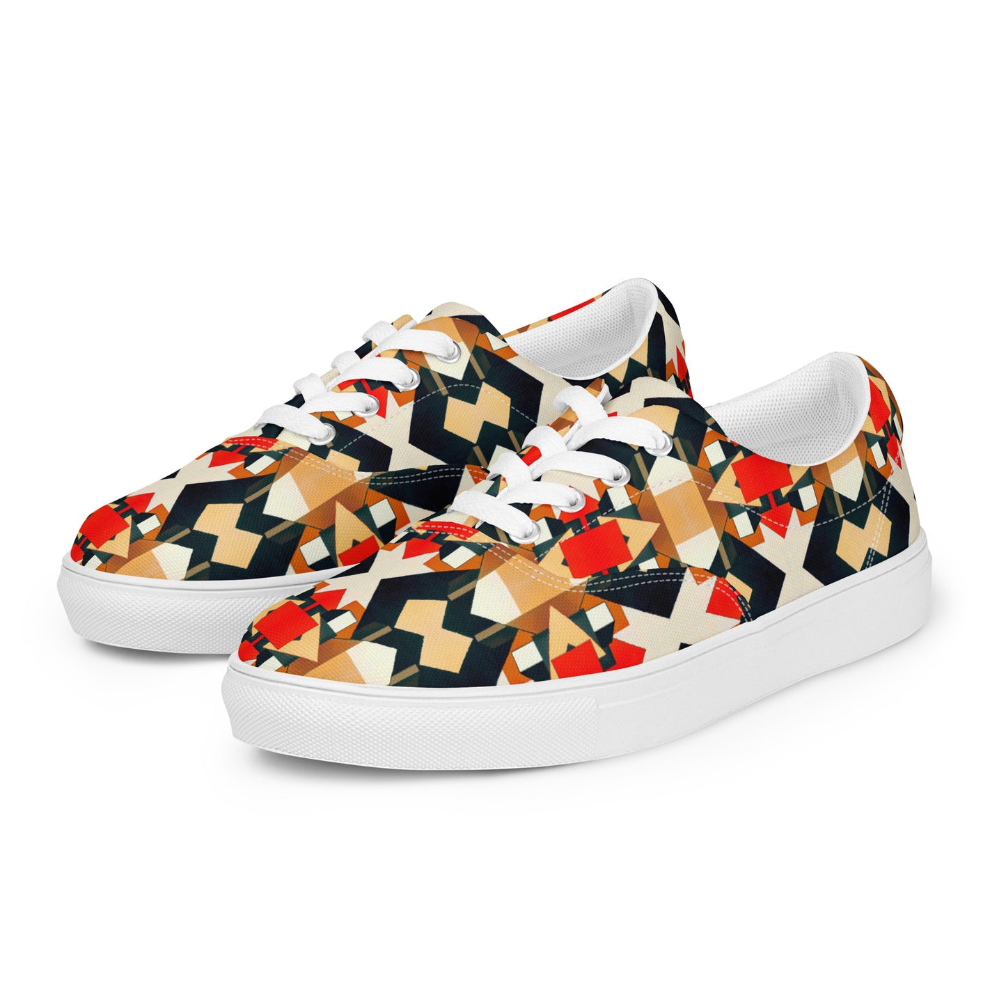 DMV 0138 Geo Boho Women’s lace-up canvas shoes