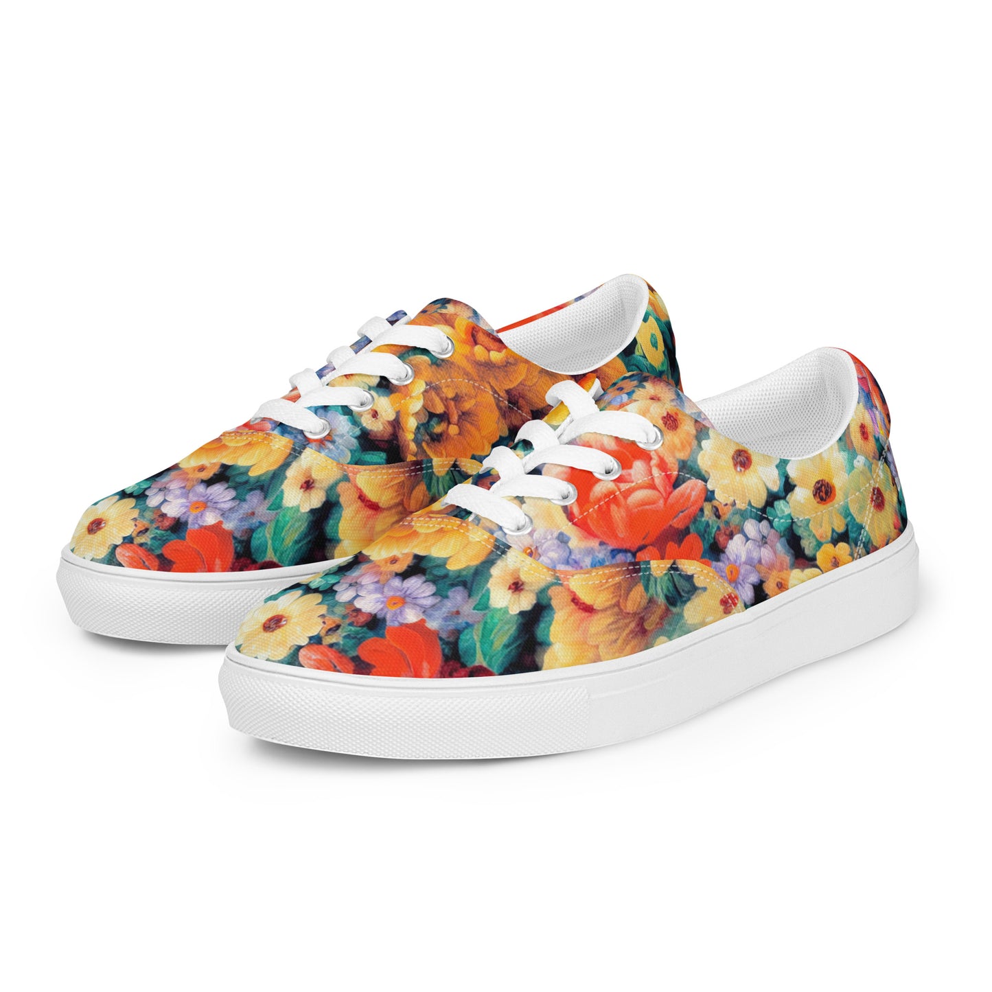 DMV 0146 Floral Women’s lace-up canvas shoes