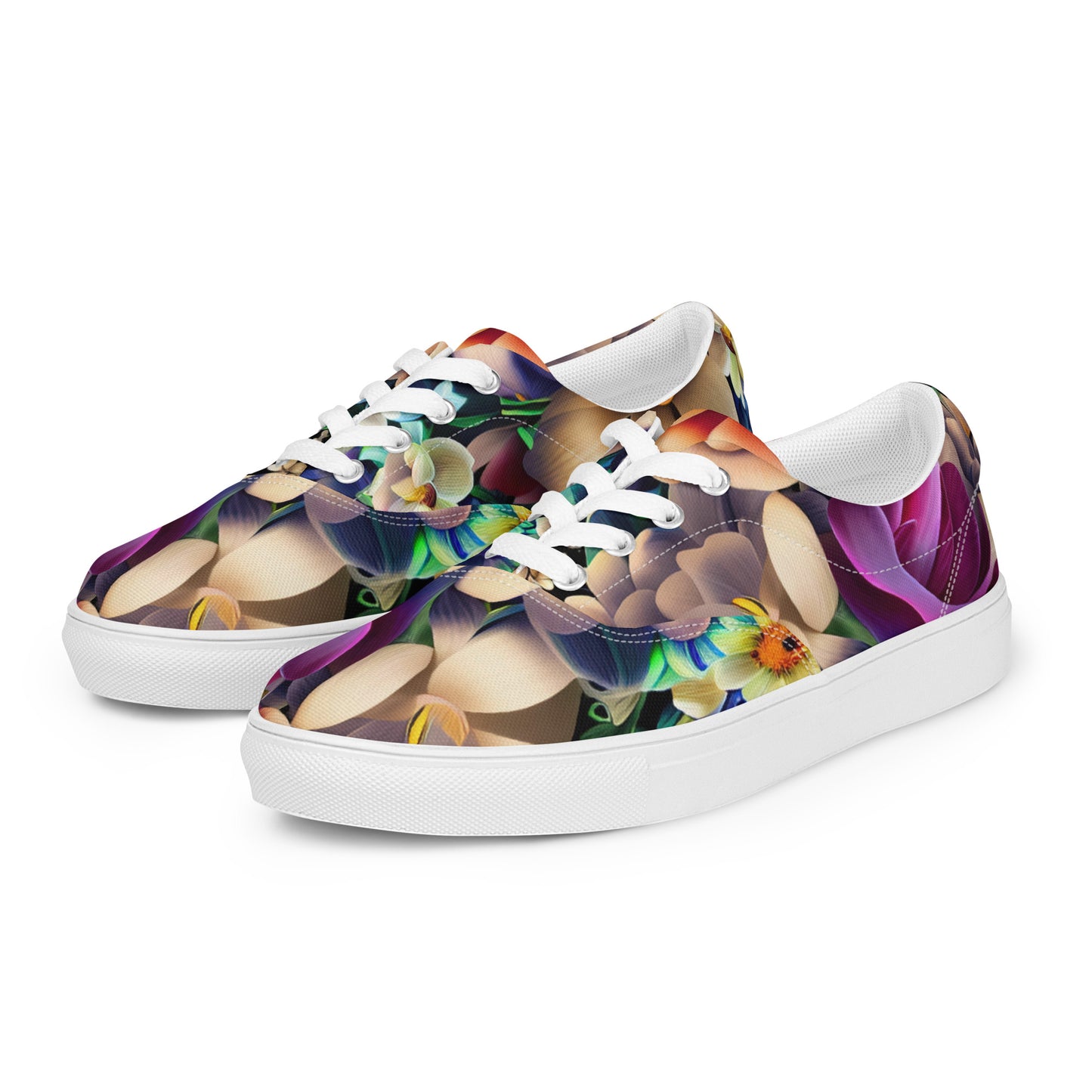 DMV 0206 Floral Women’s lace-up canvas shoes