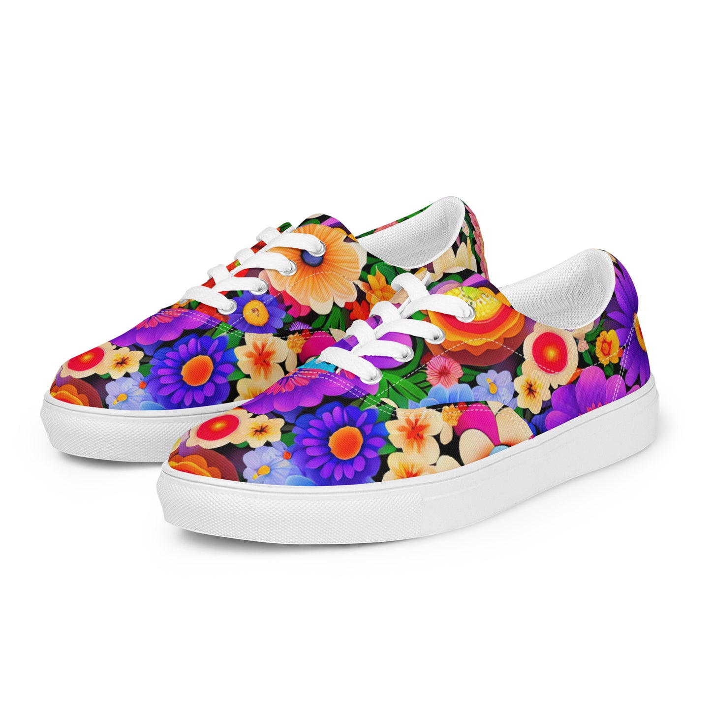 DMV 0309 Floral Women’s lace-up canvas shoes