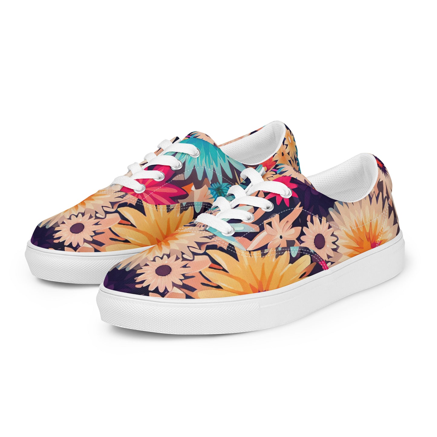 DMV 0404 Floral Women’s lace-up canvas shoes