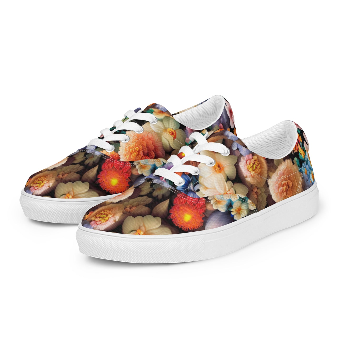 DMV 0302 Floral Women’s lace-up canvas shoes