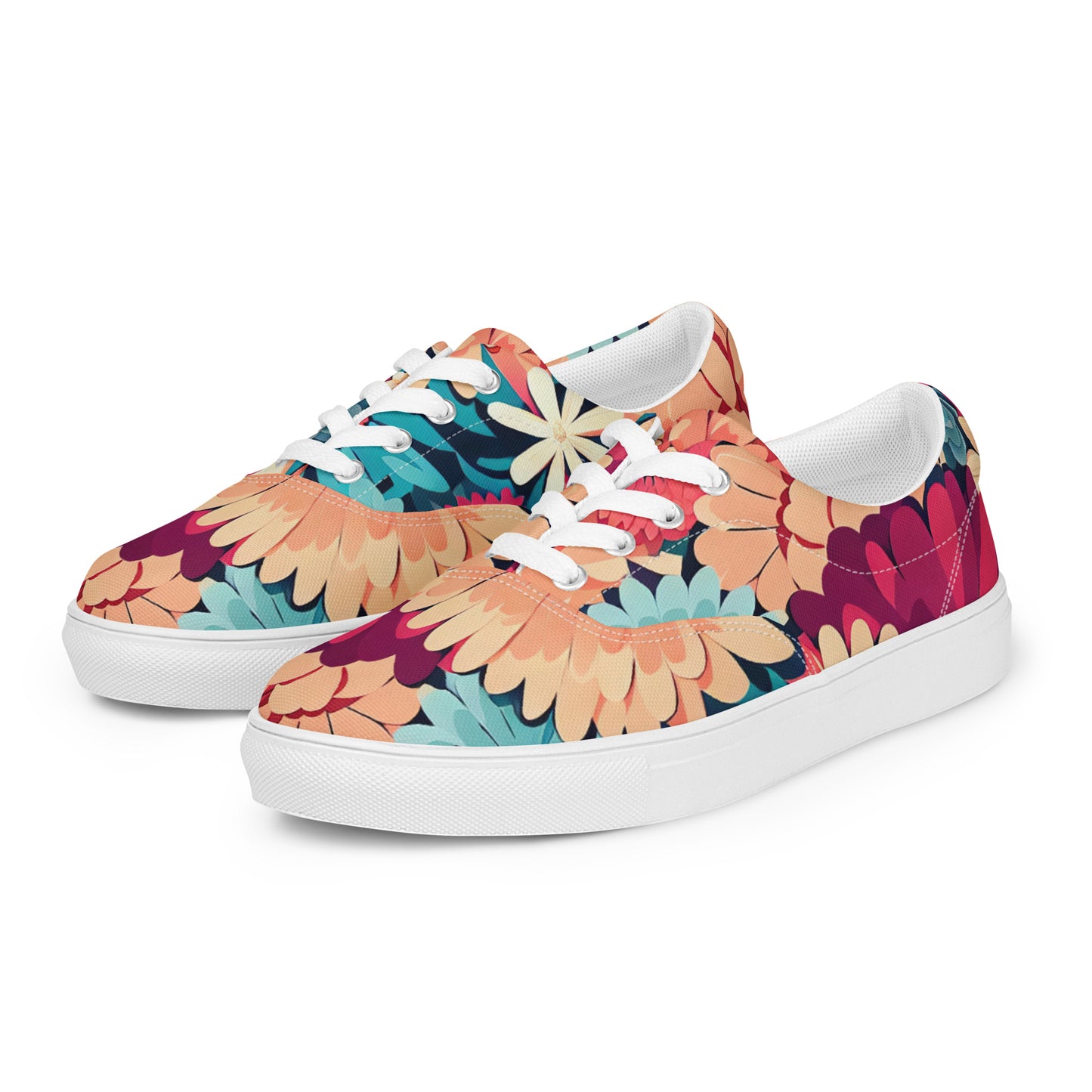 DMV 0293 Floral Women’s lace-up canvas shoes