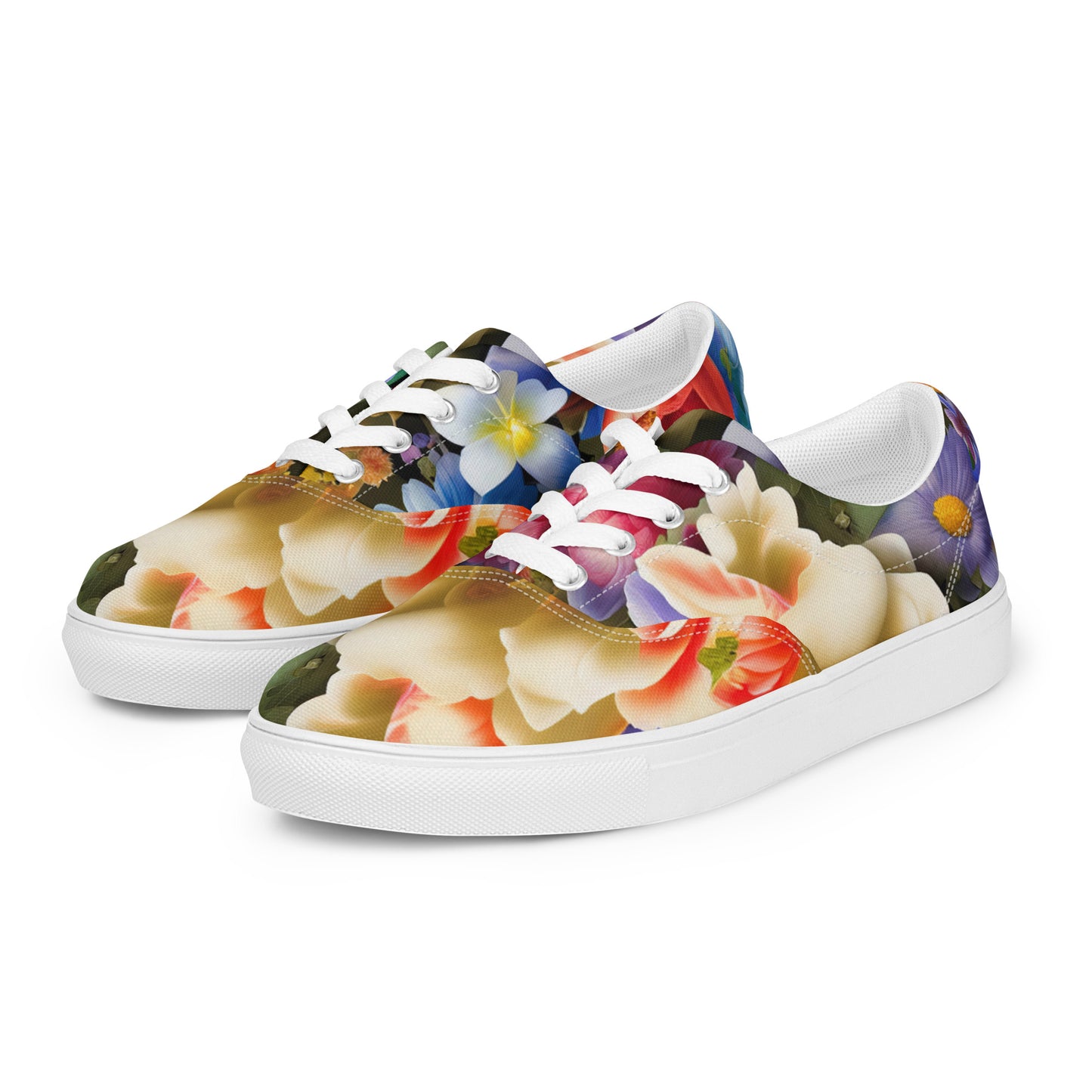 DMV 0268 Floral Women’s lace-up canvas shoes