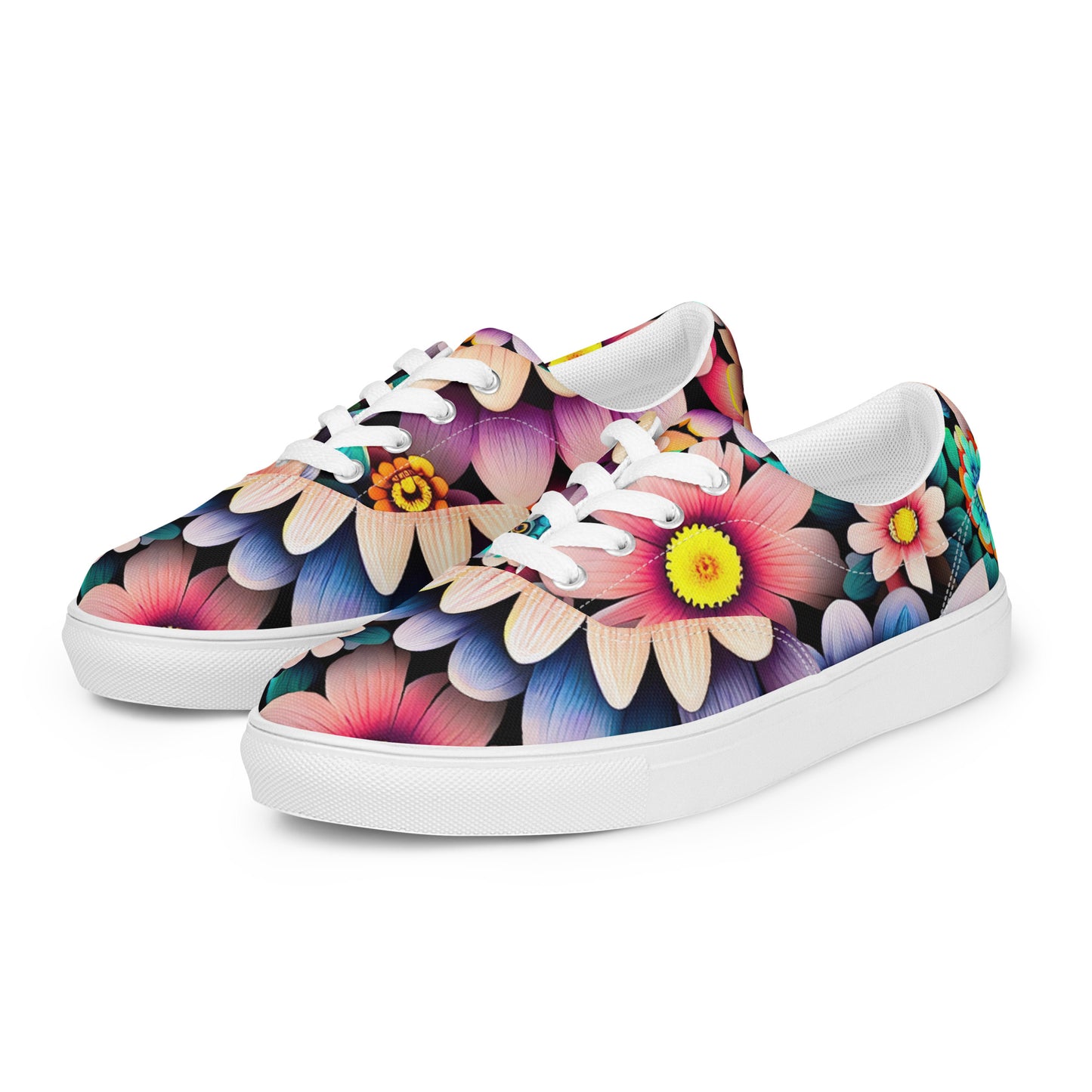 DMV 0515 Floral Women’s lace-up canvas shoes