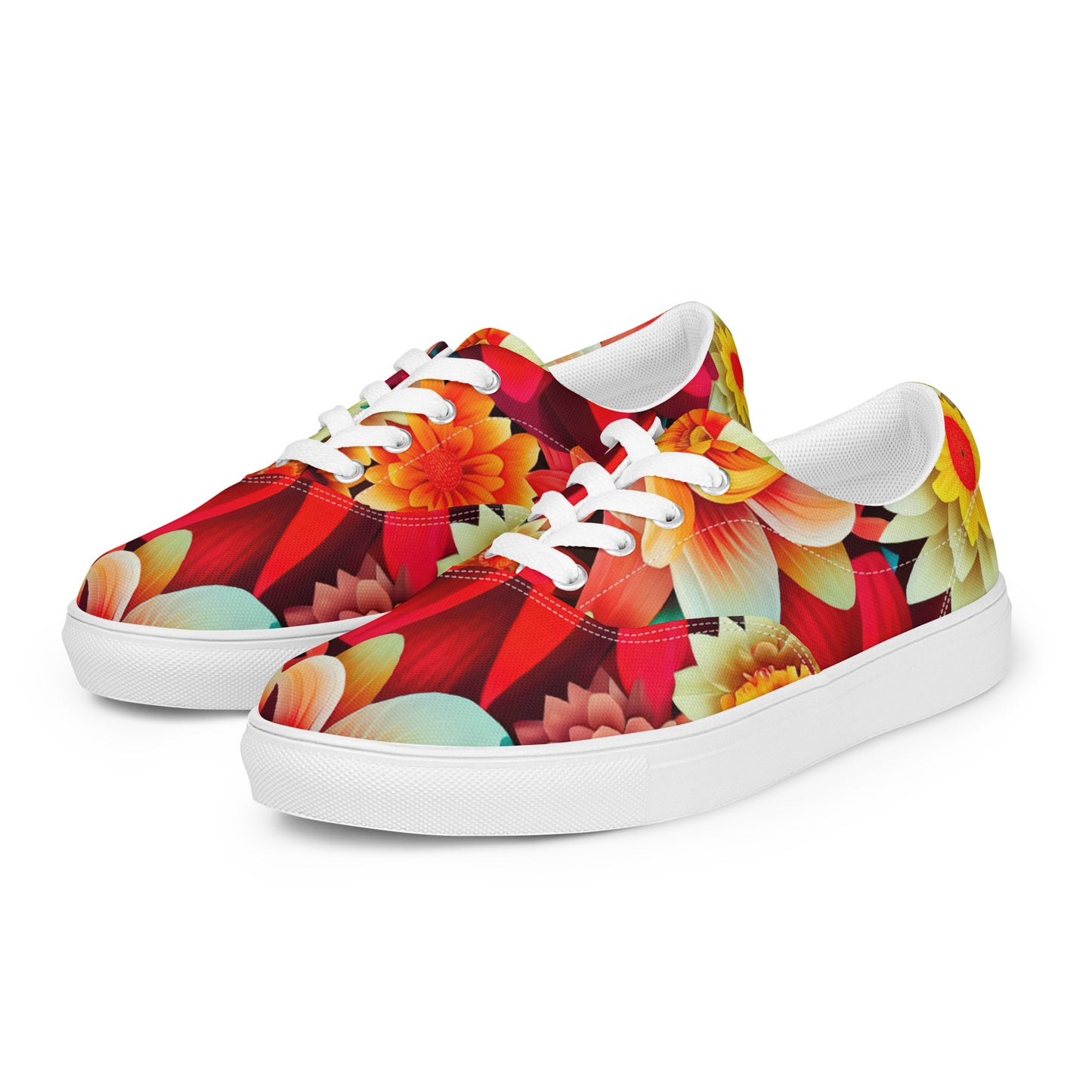 DMV 0419 Floral Women’s lace-up canvas shoes