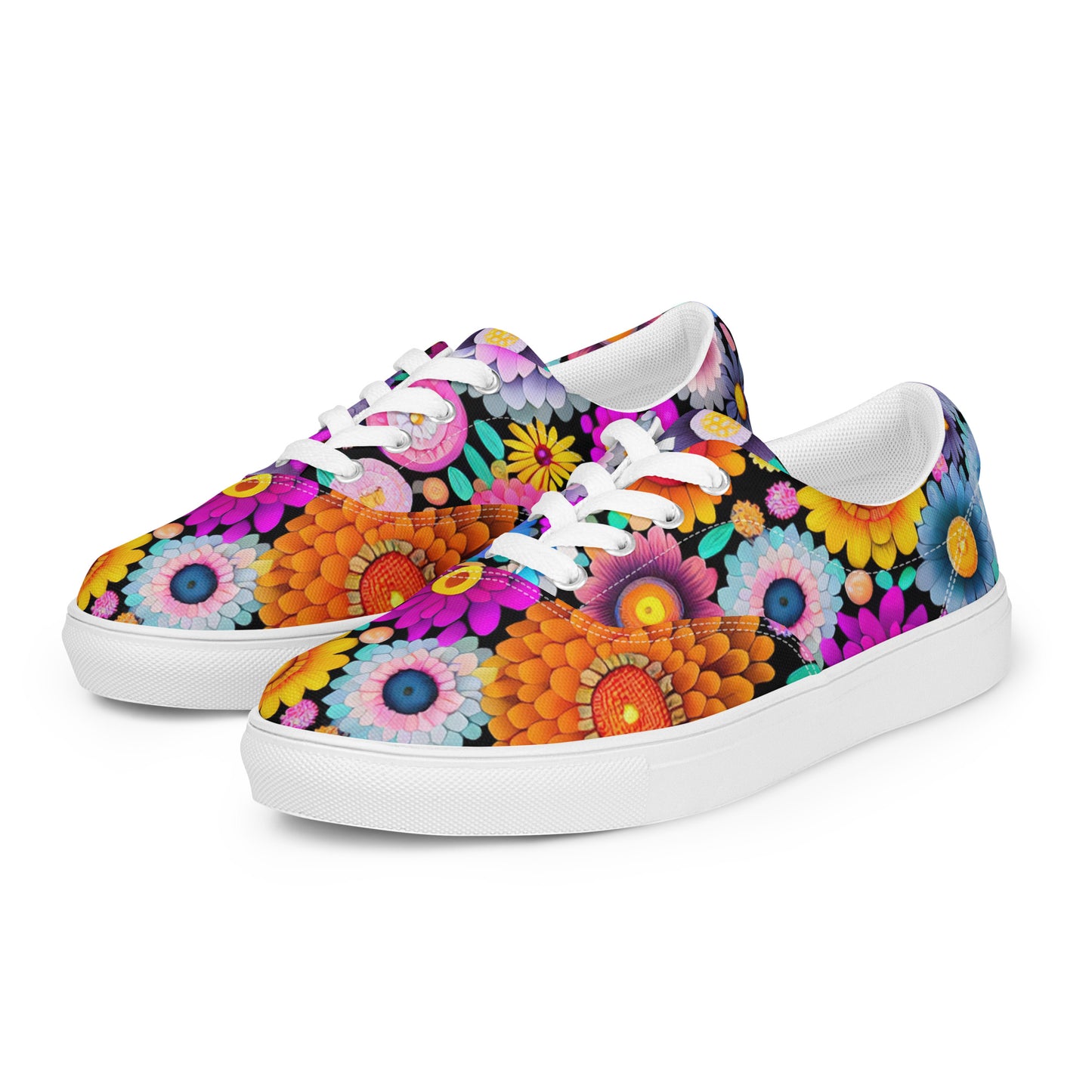 DMV 0667 Floral Women’s lace-up canvas shoes