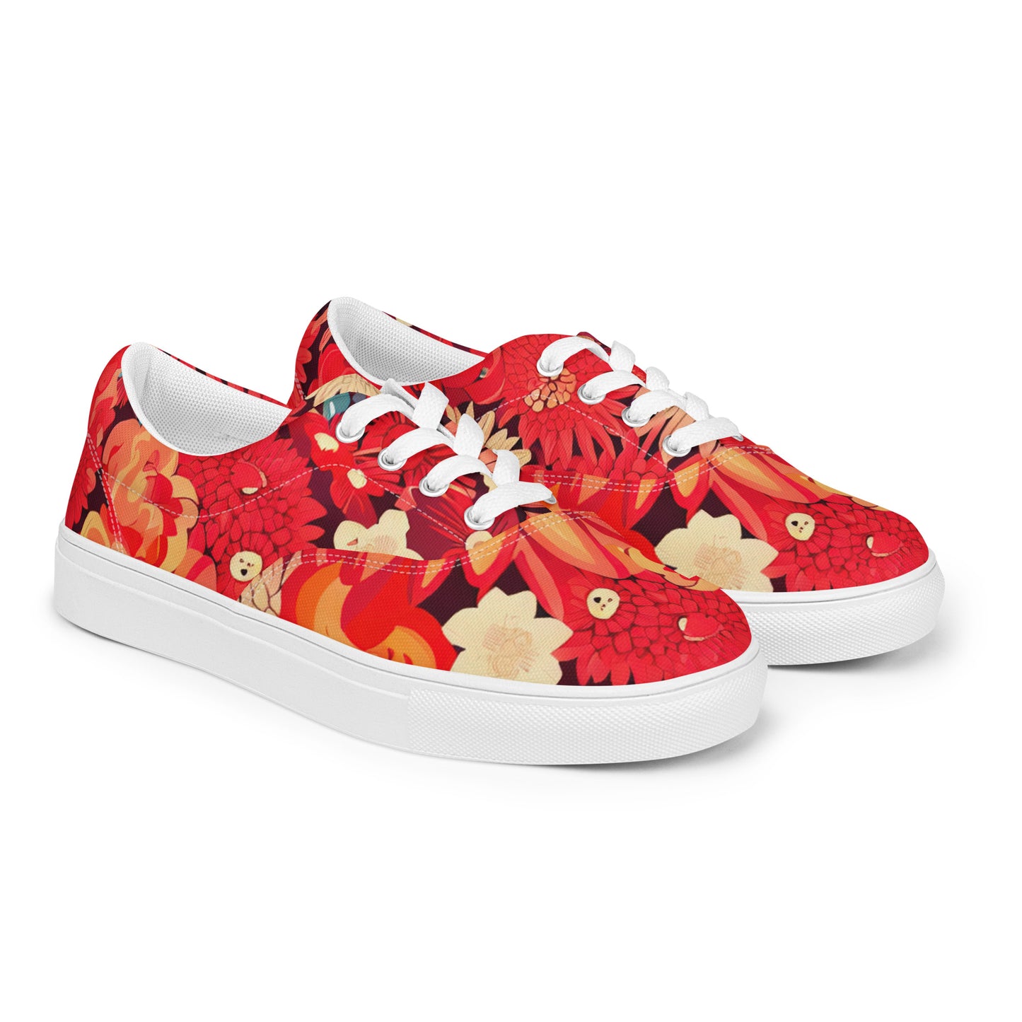 DMV 0105 Floral Women’s lace-up canvas shoes