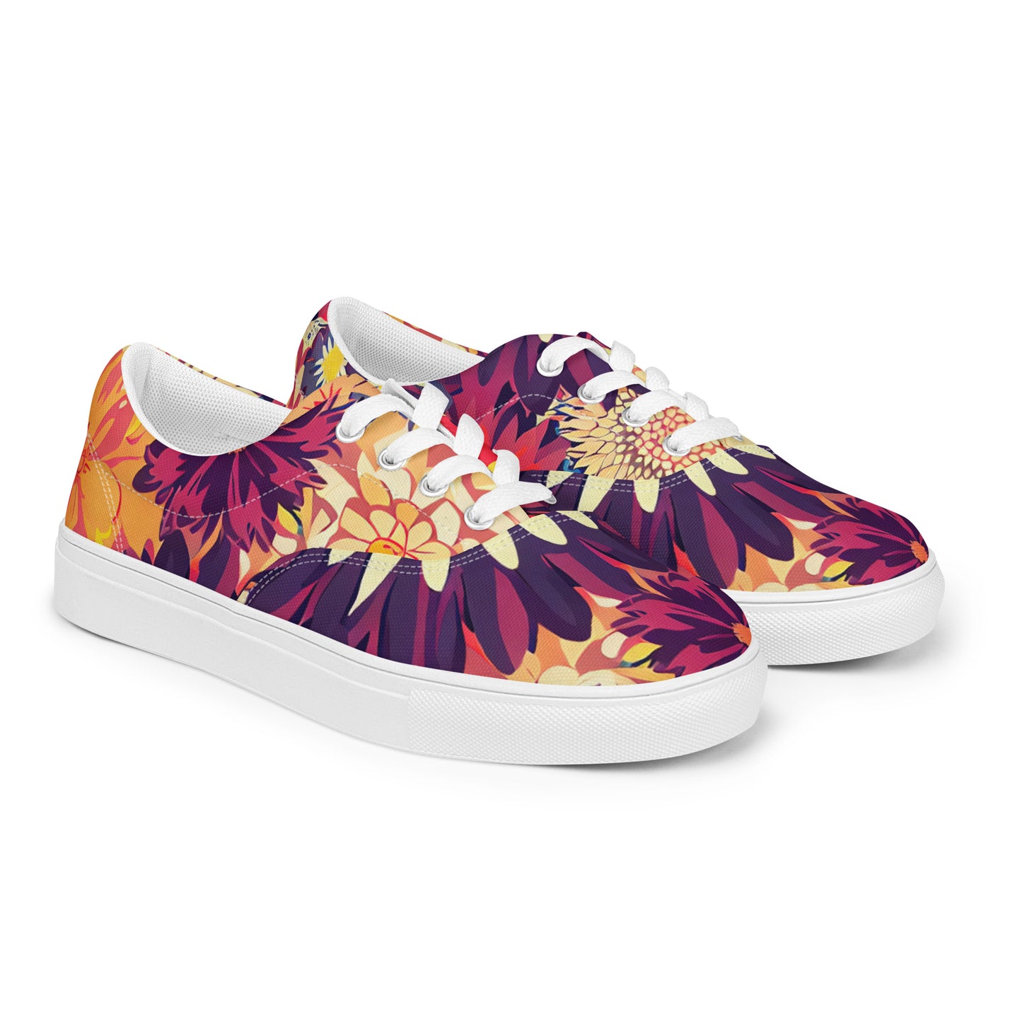 DMV 0097 Floral Women’s lace-up canvas shoes