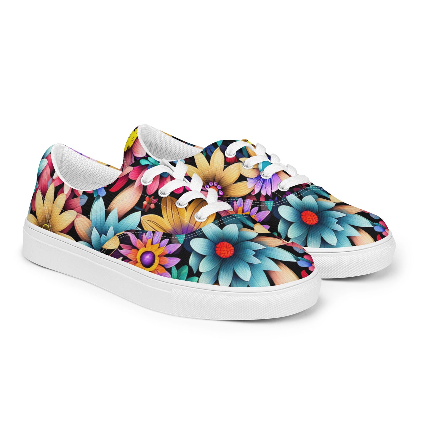 DMV 0265 Floral Women’s lace-up canvas shoes