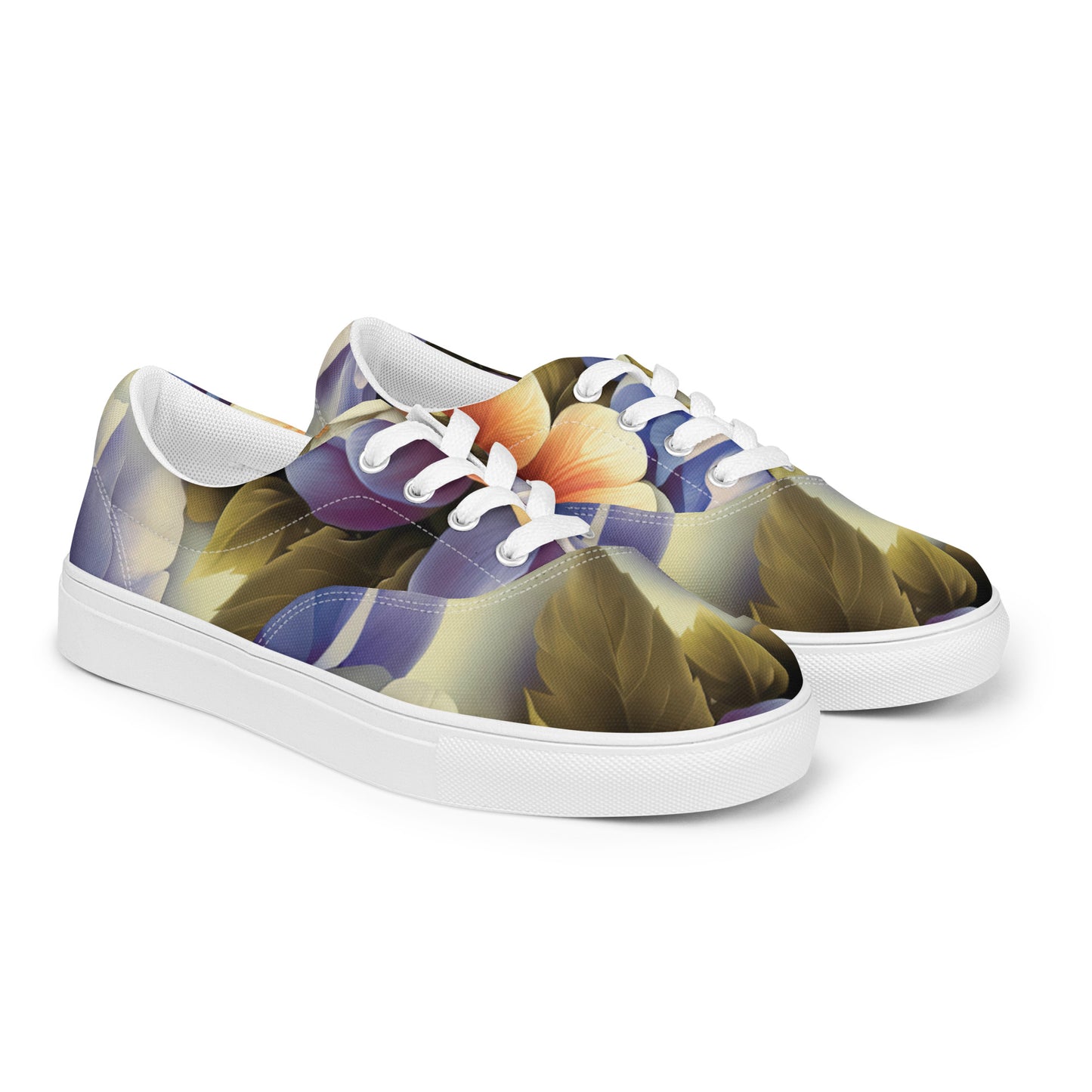 DMV 0109 Floral Women’s lace-up canvas shoes