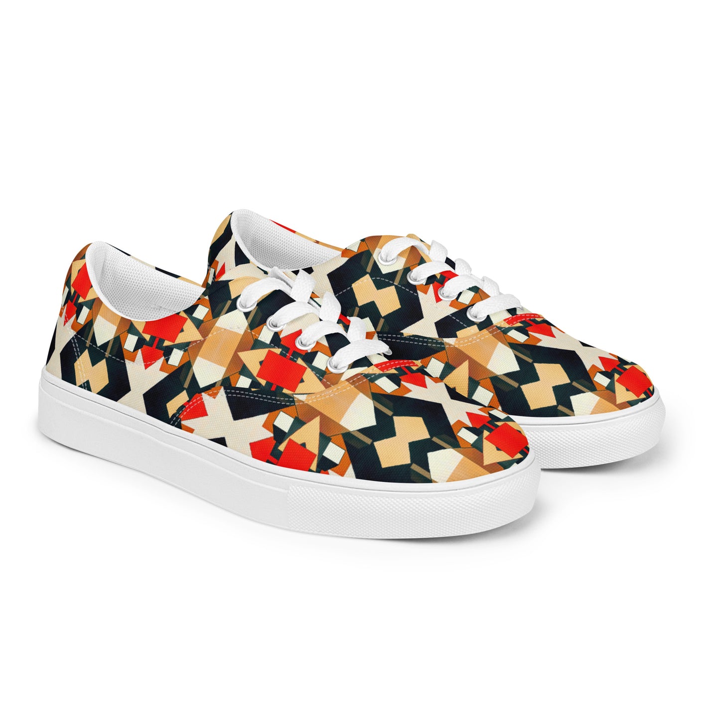 DMV 0138 Geo Boho Women’s lace-up canvas shoes