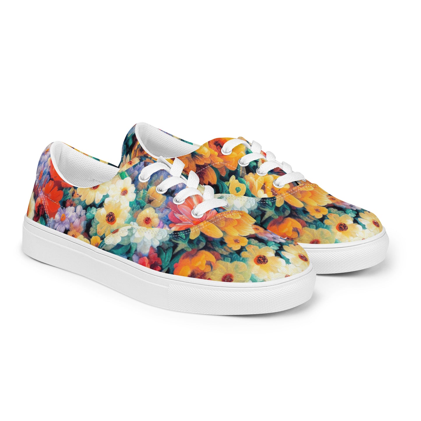 DMV 0146 Floral Women’s lace-up canvas shoes