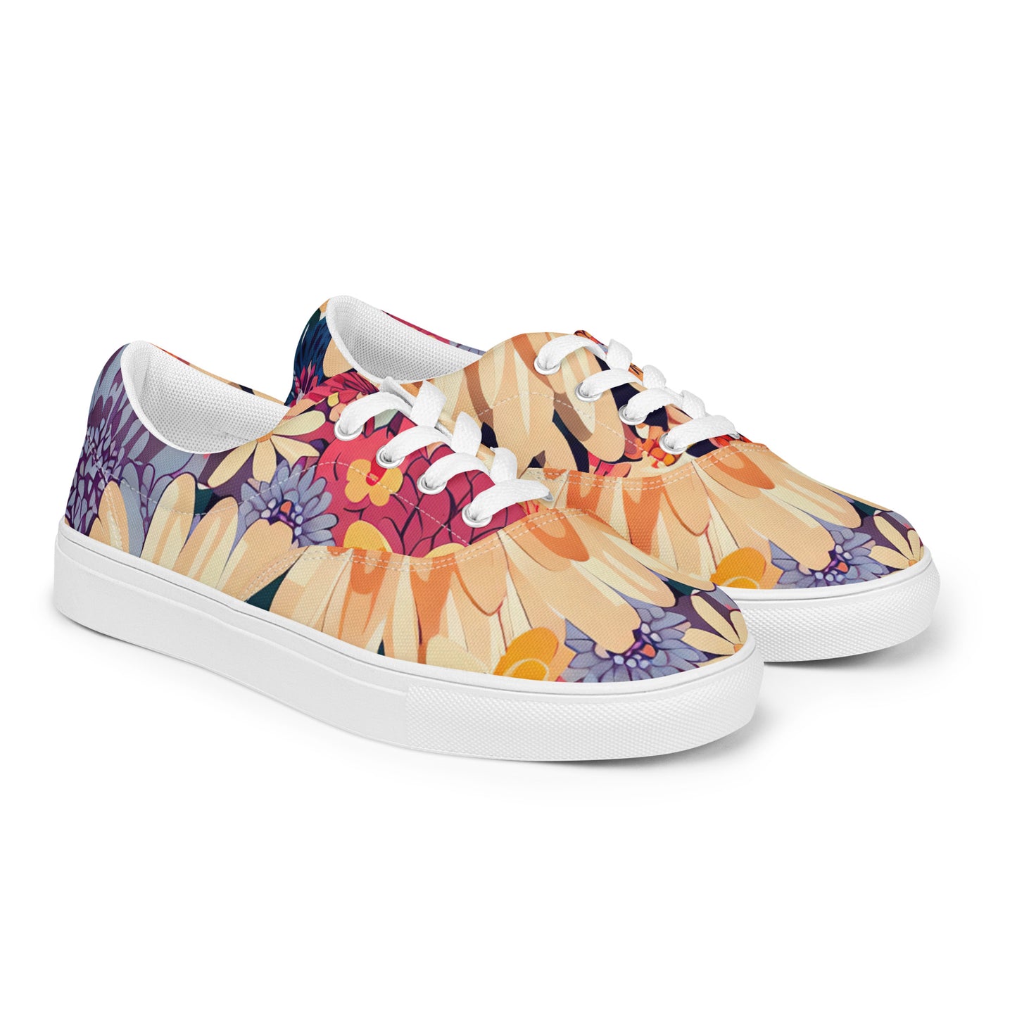 DMV 0137 Floral Women’s lace-up canvas shoes