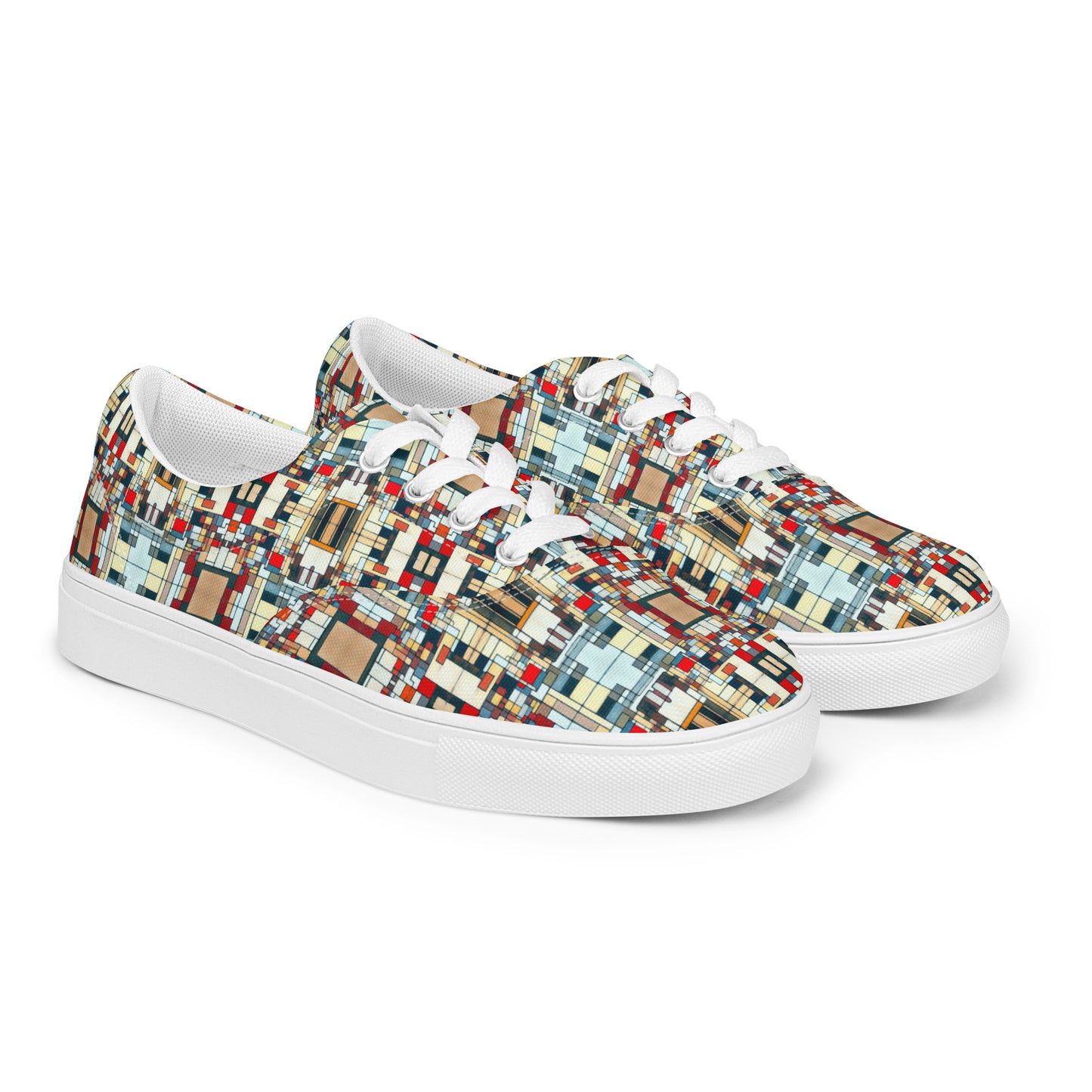 DMV 0184 Geo Boho Women’s lace-up canvas shoes