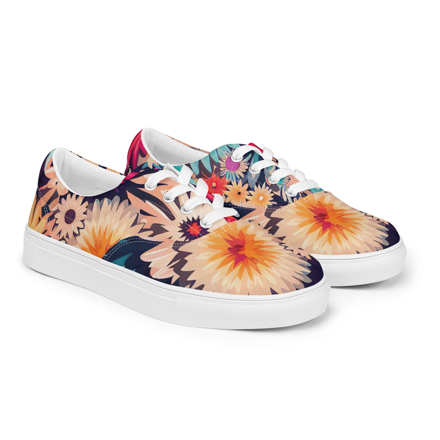 DMV 0404 Floral Women’s lace-up canvas shoes