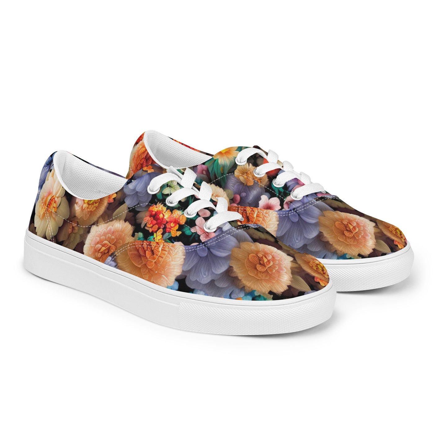 DMV 0302 Floral Women’s lace-up canvas shoes