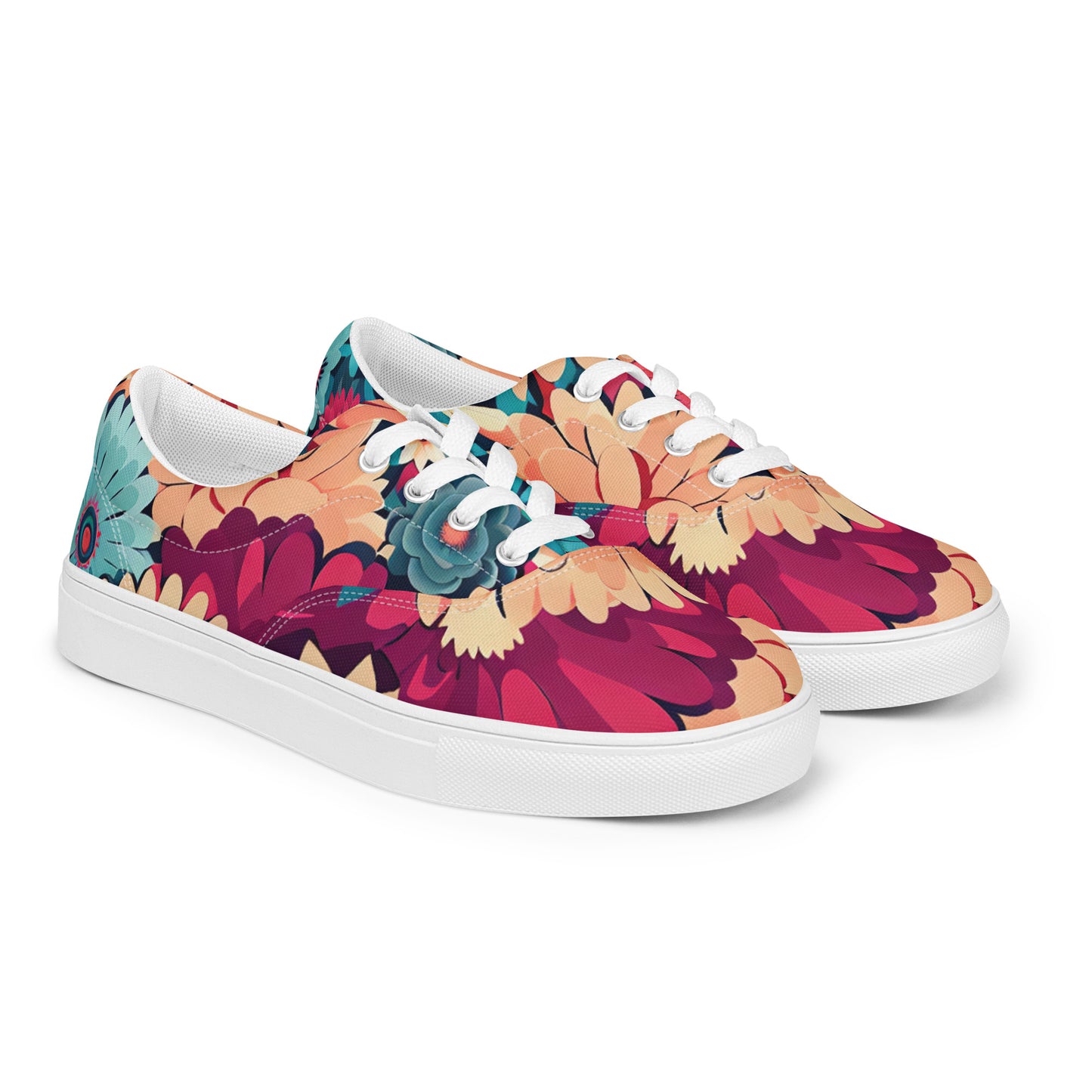 DMV 0293 Floral Women’s lace-up canvas shoes