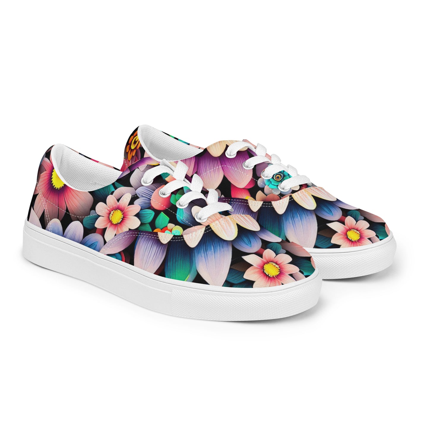 DMV 0515 Floral Women’s lace-up canvas shoes