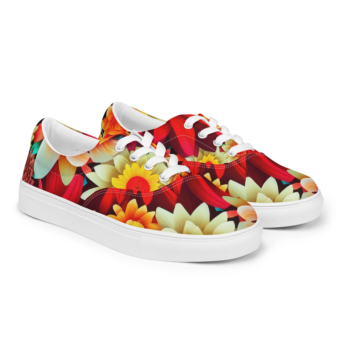 DMV 0419 Floral Women’s lace-up canvas shoes