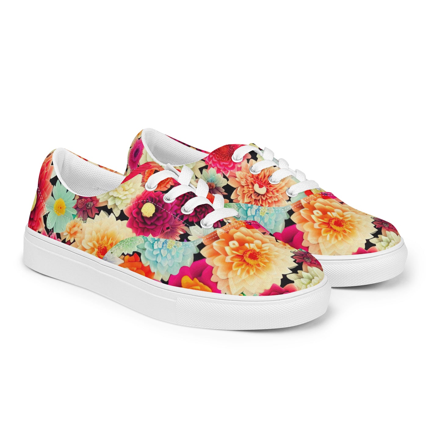 DMV 0424 Floral Women’s lace-up canvas shoes