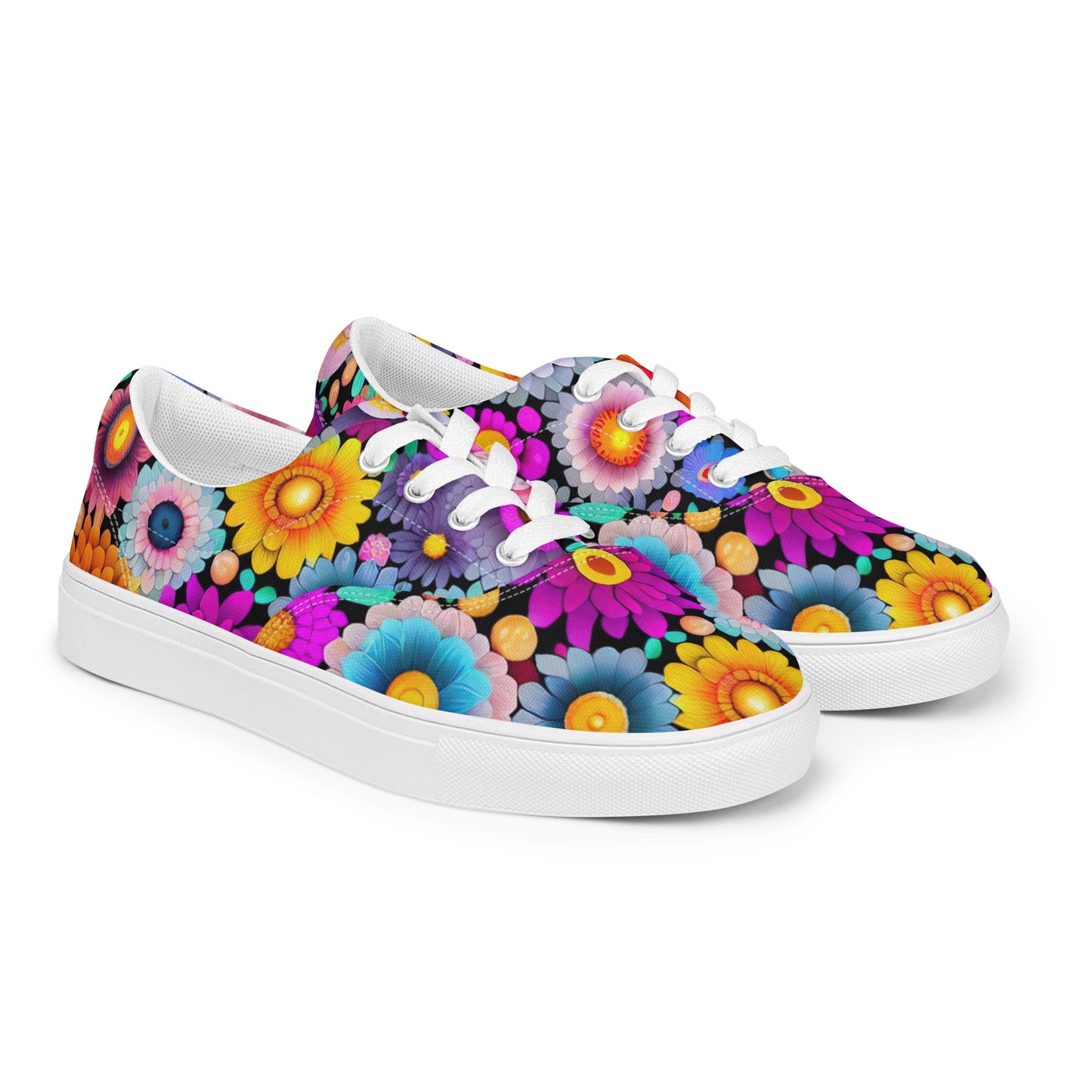 DMV 0667 Floral Women’s lace-up canvas shoes