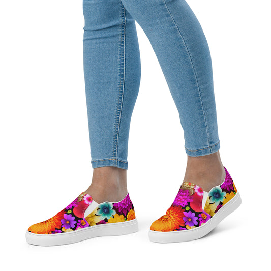 DMV 0238 Floral Women’s slip-on canvas shoes