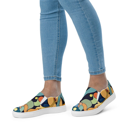 DMV 0242 Retro Art Women’s slip-on canvas shoes