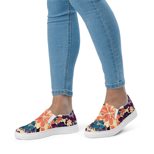 DMV 0253 Floral Women’s slip-on canvas shoes