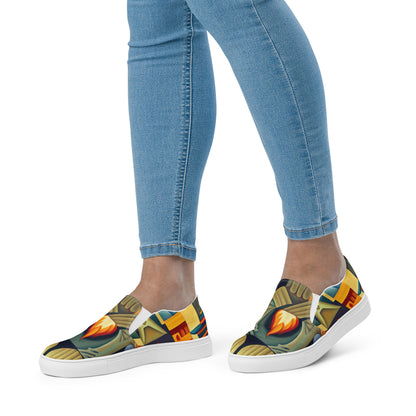 DMV 0237 Retro Art Women’s slip-on canvas shoes