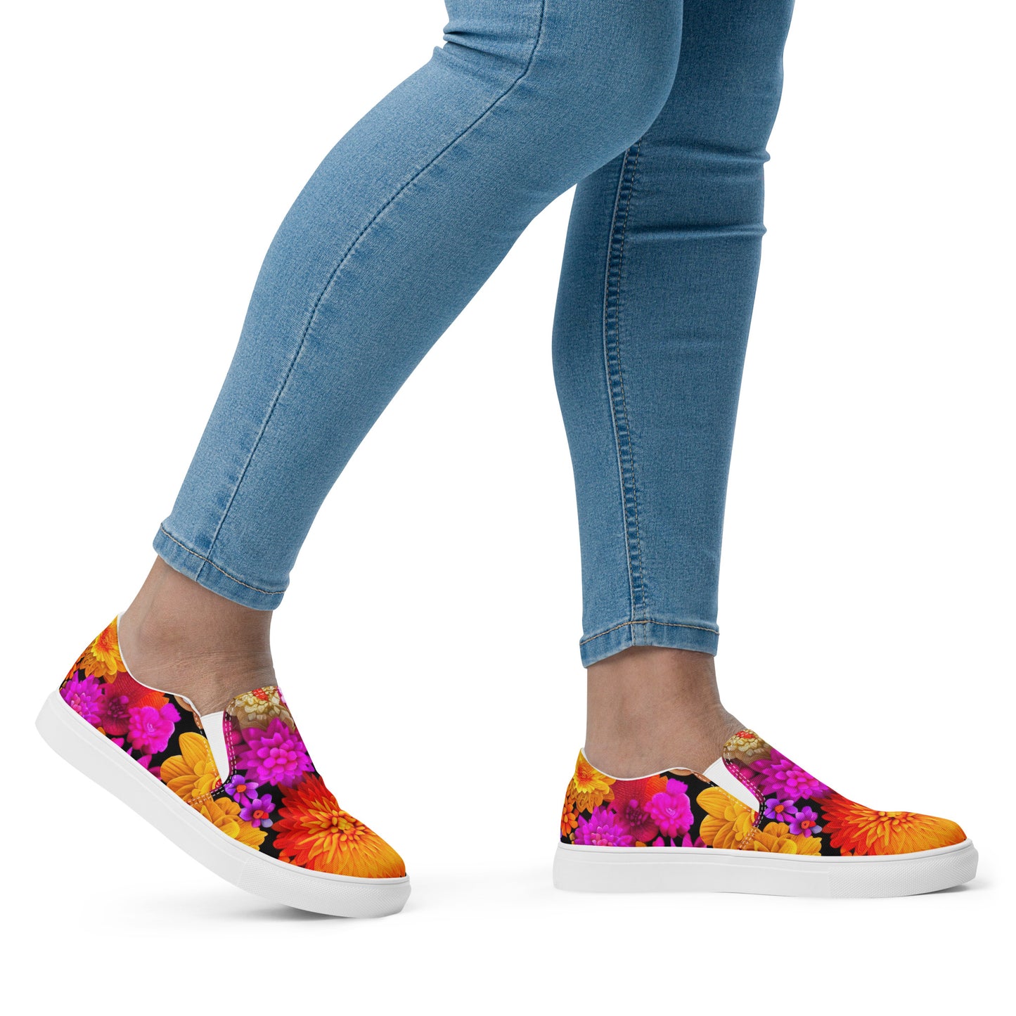 DMV 0238 Floral Women’s slip-on canvas shoes